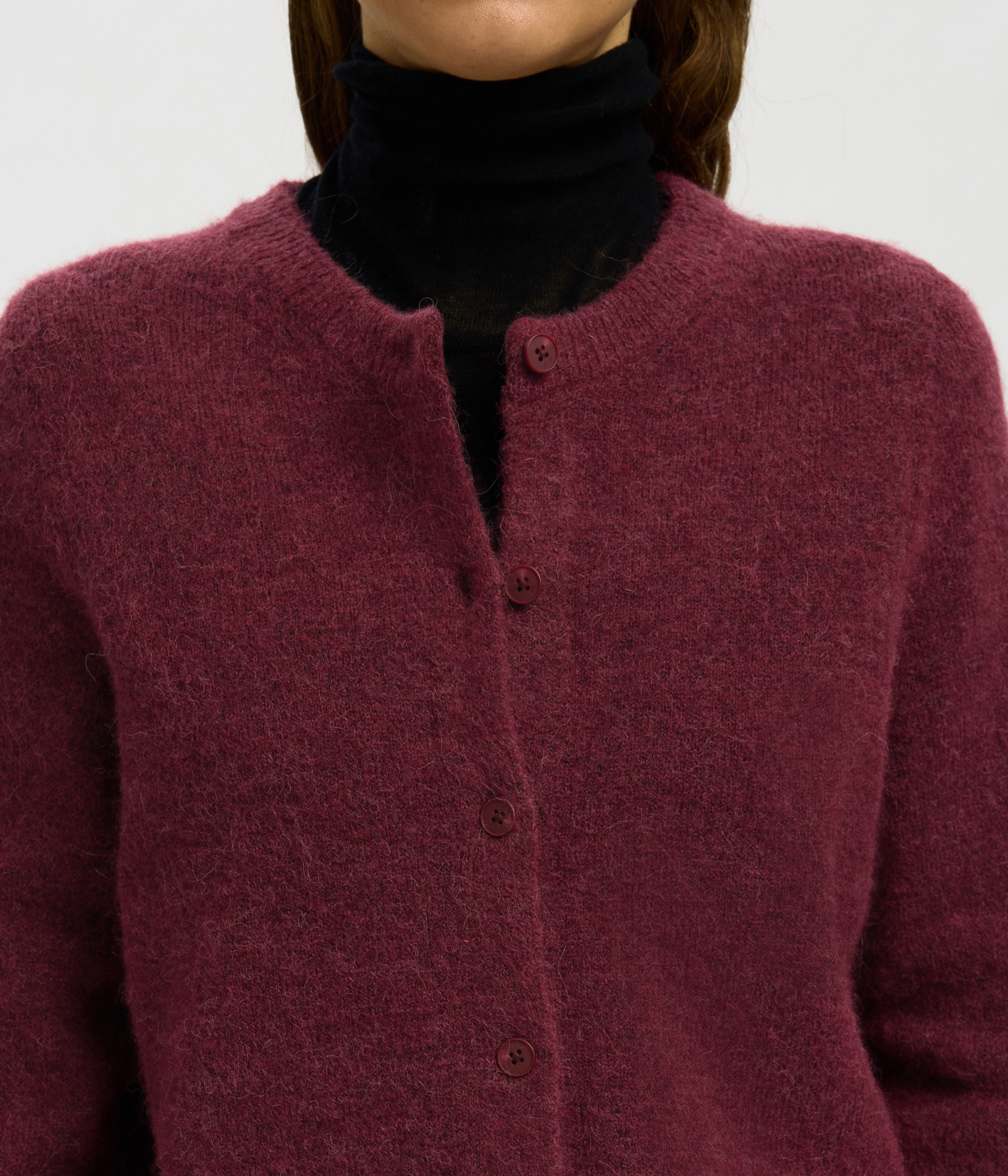 Slflulu New Ls Knit Cardigan Noos. (Tawny Port Detail:MELANGE)