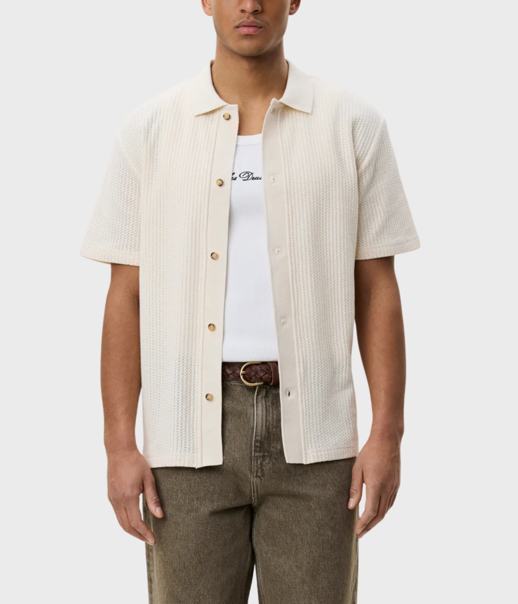 Pointelle Ss Shirt (211 Eggnog White)