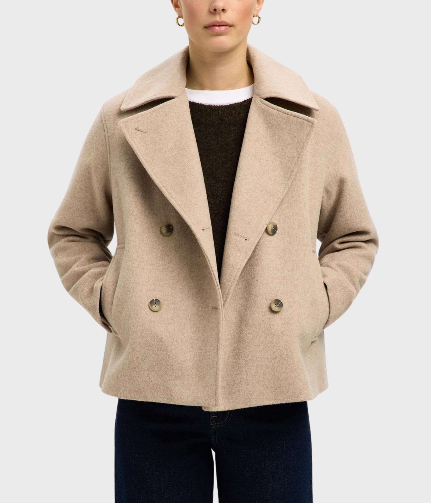 SLFALMA WOOL BLEND JACKET NOOS (Sandshell Detail:MELANGE)