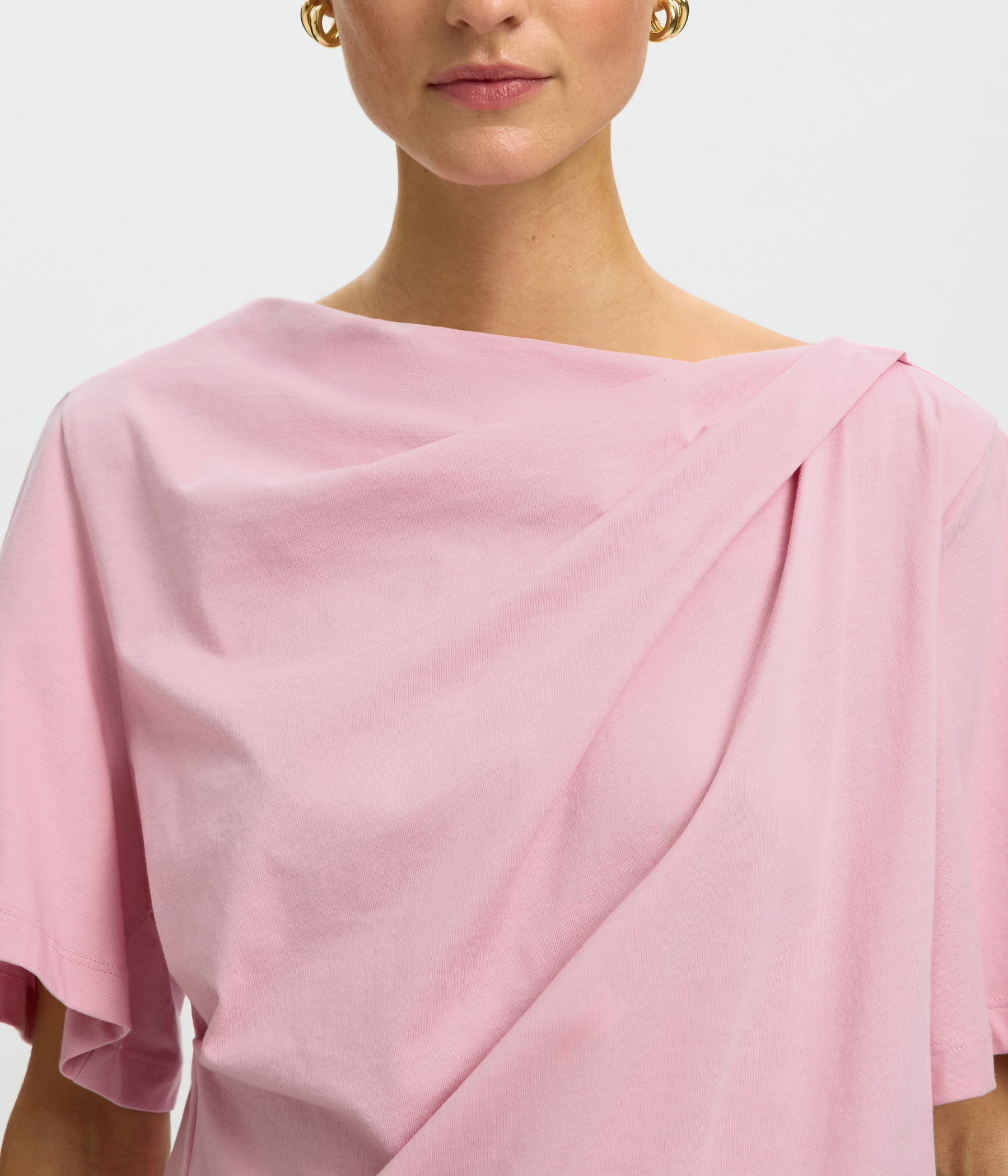 SLFOLINE LIGHT SS DRAPED NECK TEE EX (Bleached Mauve)