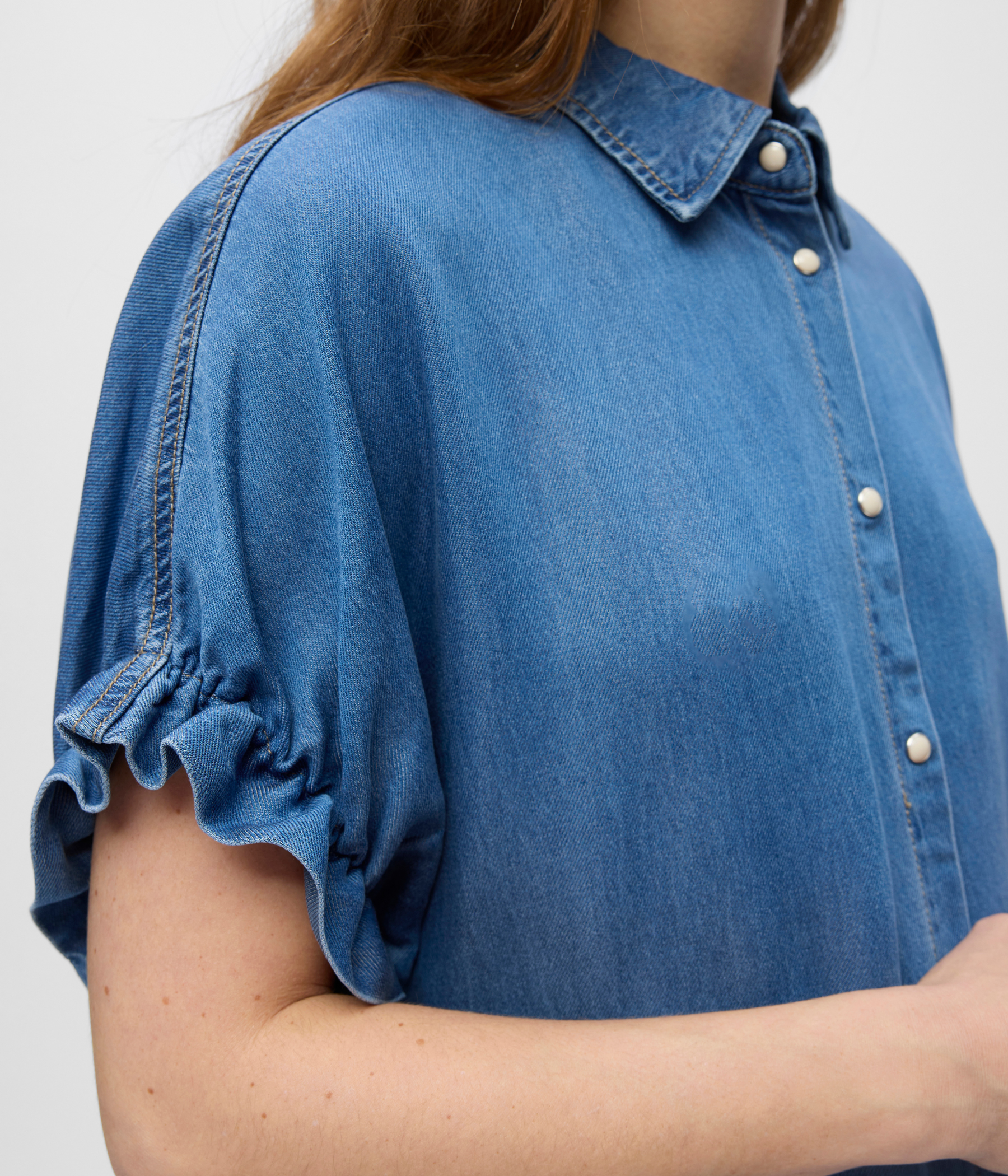 Objframe Tiana 2/4 Lo Denim Dress Div (Medium Blue Denim)