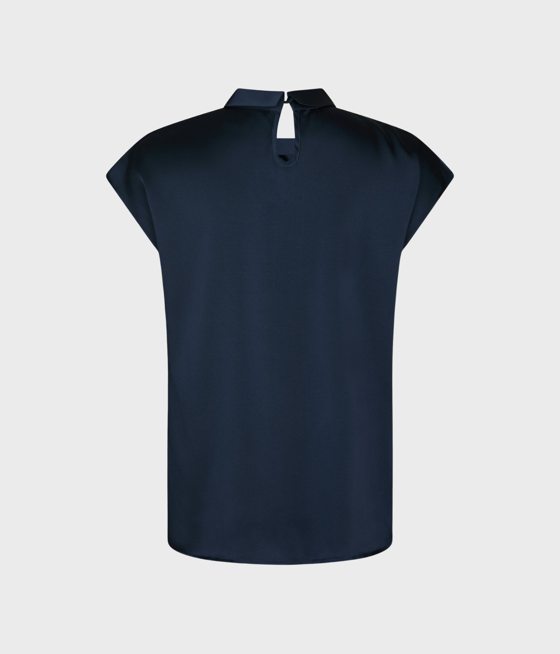 Fleur Drapy Satin Blouse. (Navy)