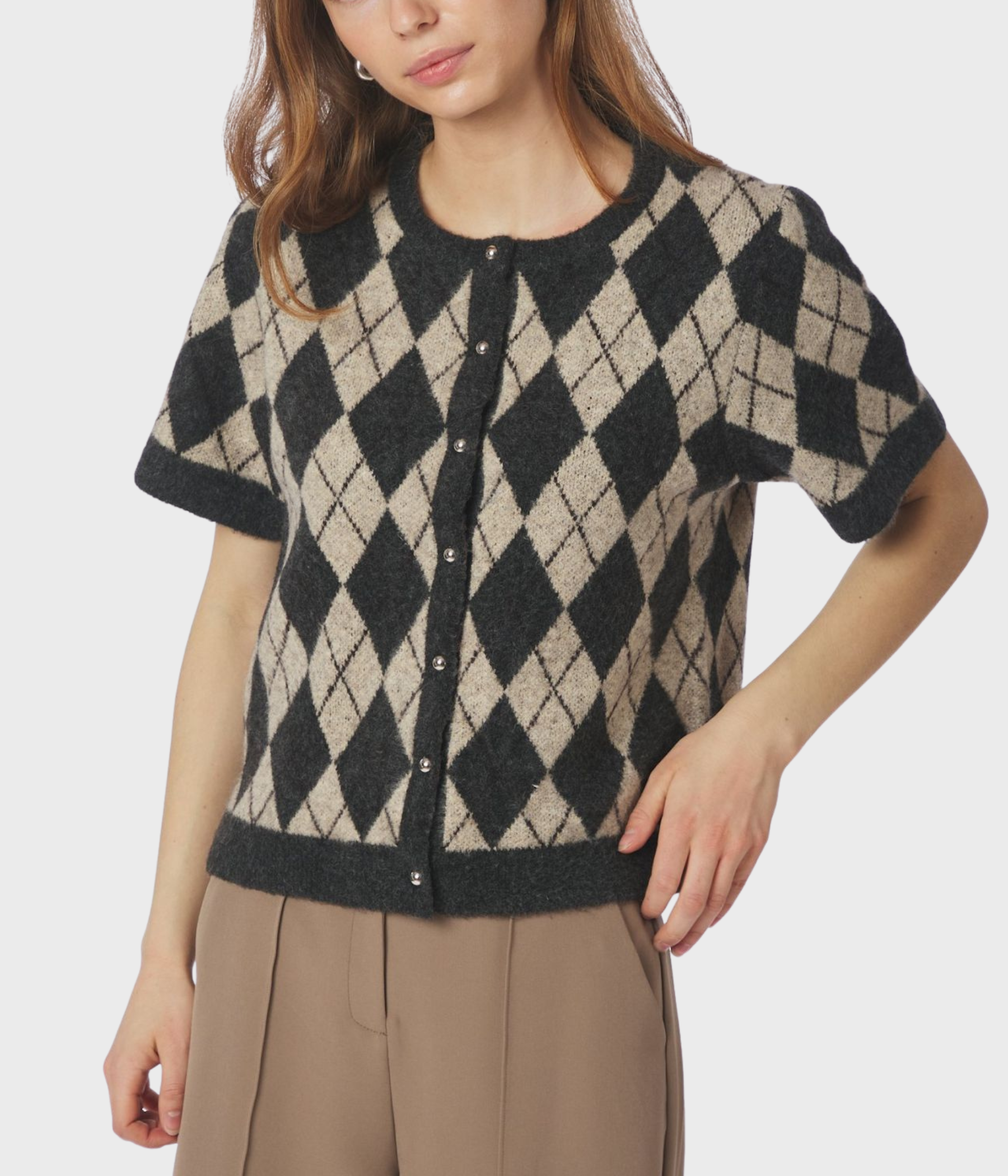 Allestar Check Knit Cardigan (123 Beige)