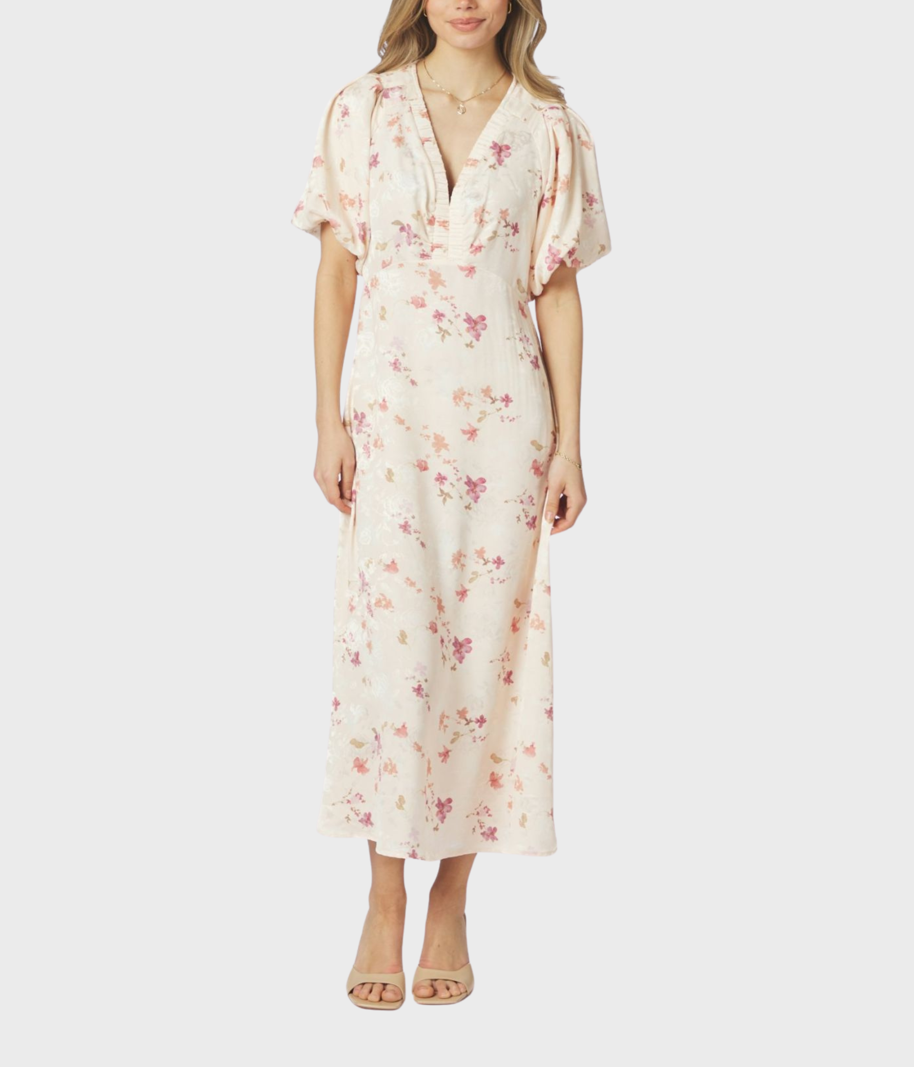 Illana Sateen Print Dress (122 creme)