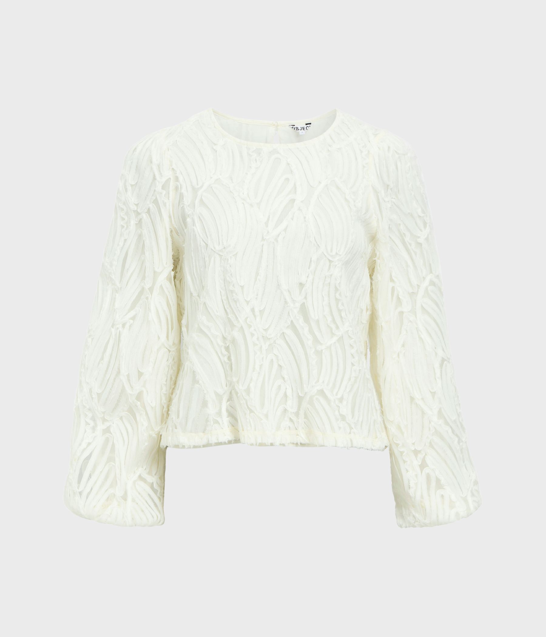 OBJLUCIE L/S RE O-NECK TOP NOOS. (White Sand)