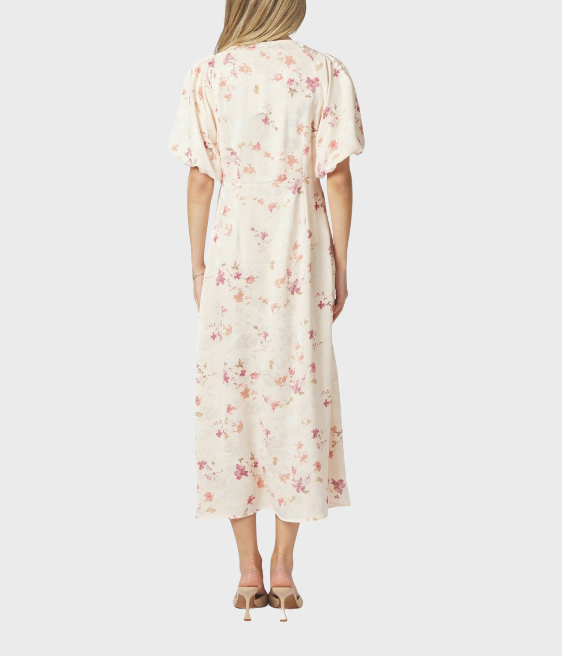 Illana Sateen Print Dress (122 creme)