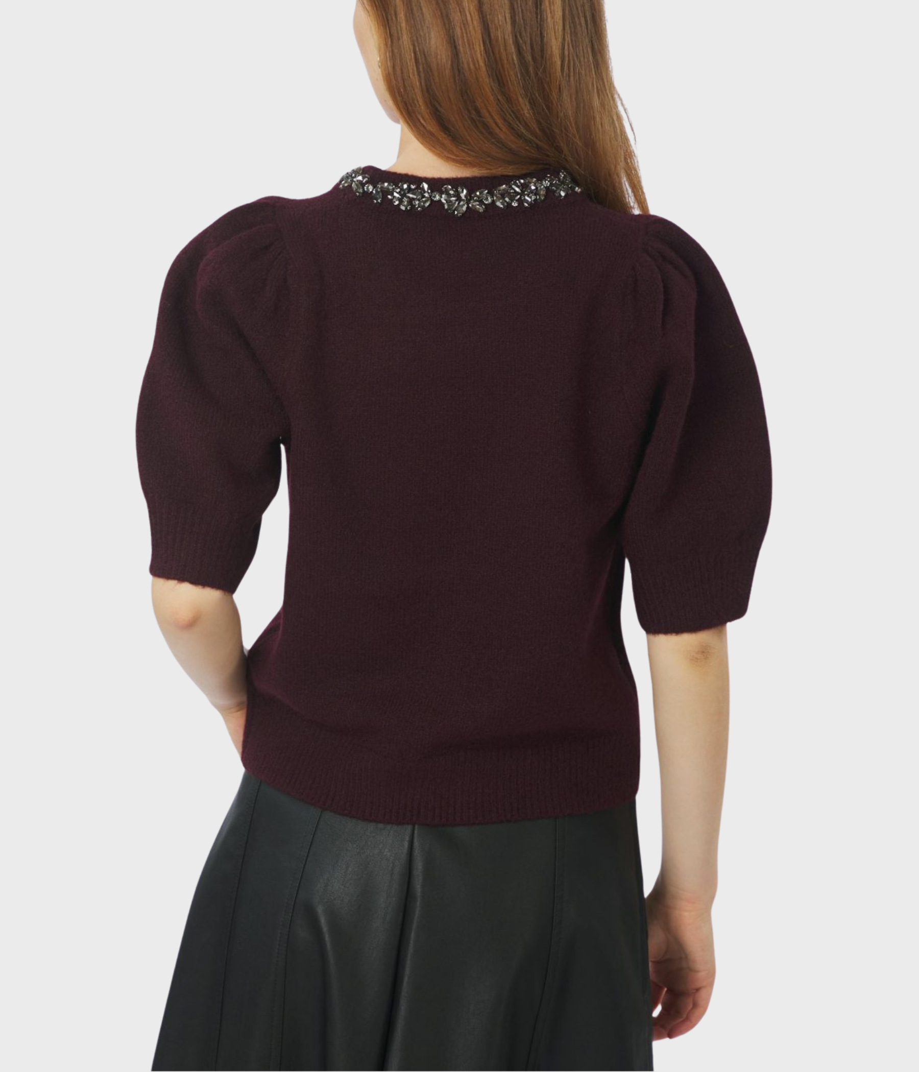 Maia Stone Knit Blouse. (682 Wine)
