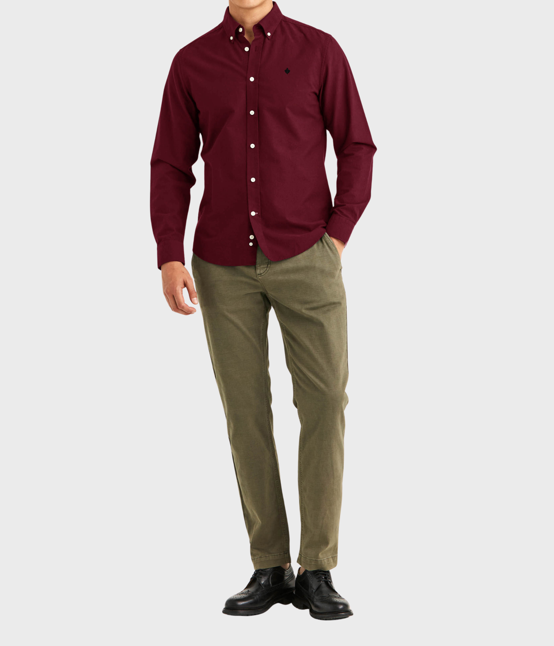 Douglas Oxford Shirt-Slim Fit (48 Wine Red)