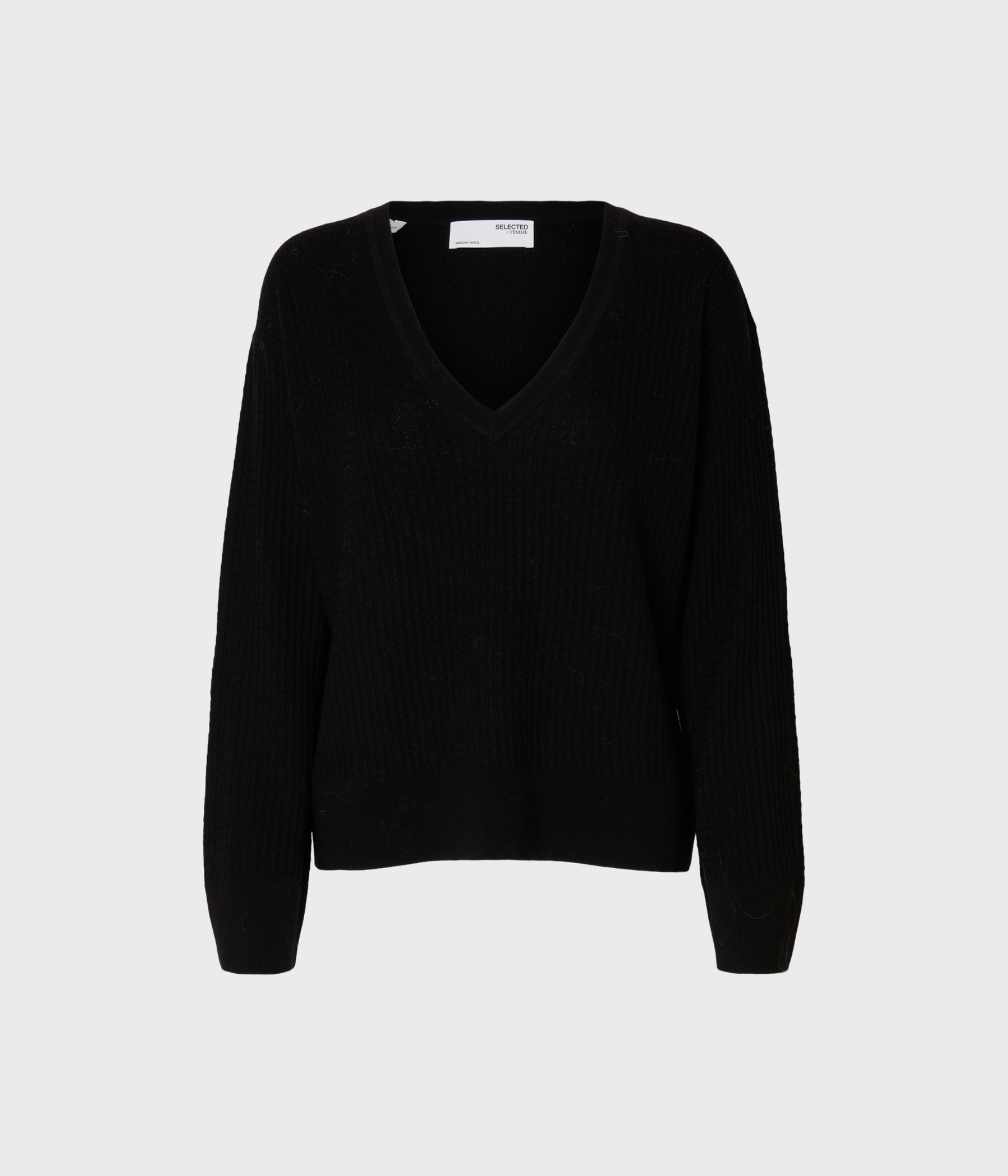 SLFTHEA LS KNIT MERINO DEEP V-NECK (Black)