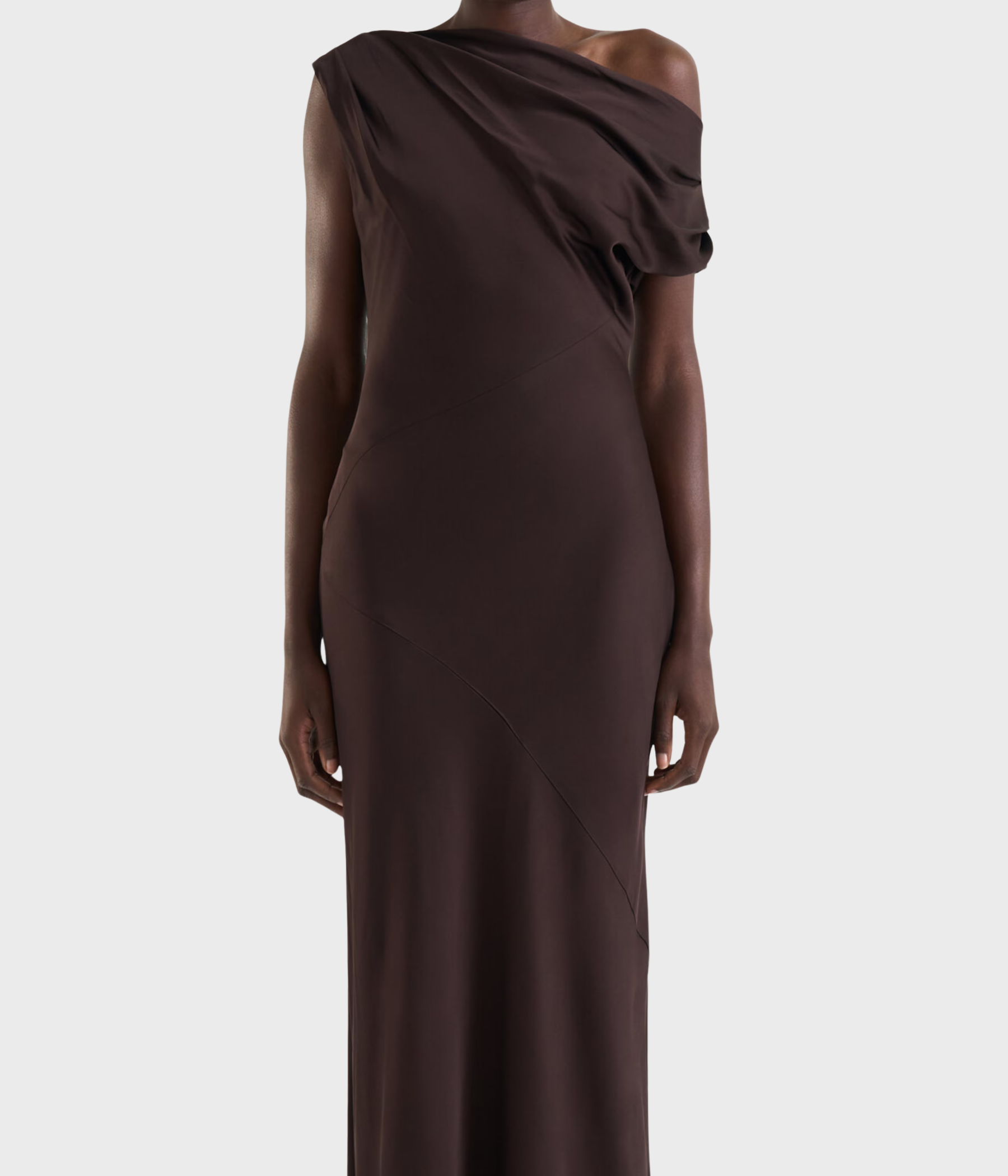Vanessa Satin Dress (MOCHA BROWN)