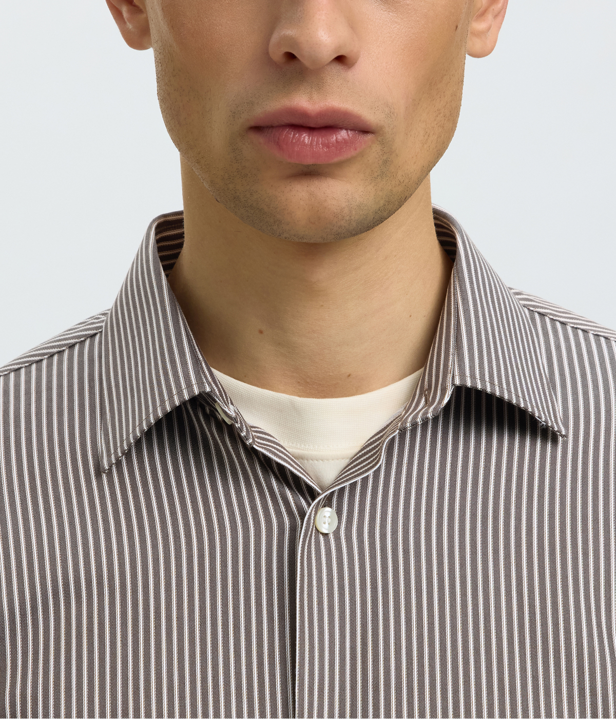 Slmslimfilip Performance Ls Shirt (Turkish Coffee Stripes:White)