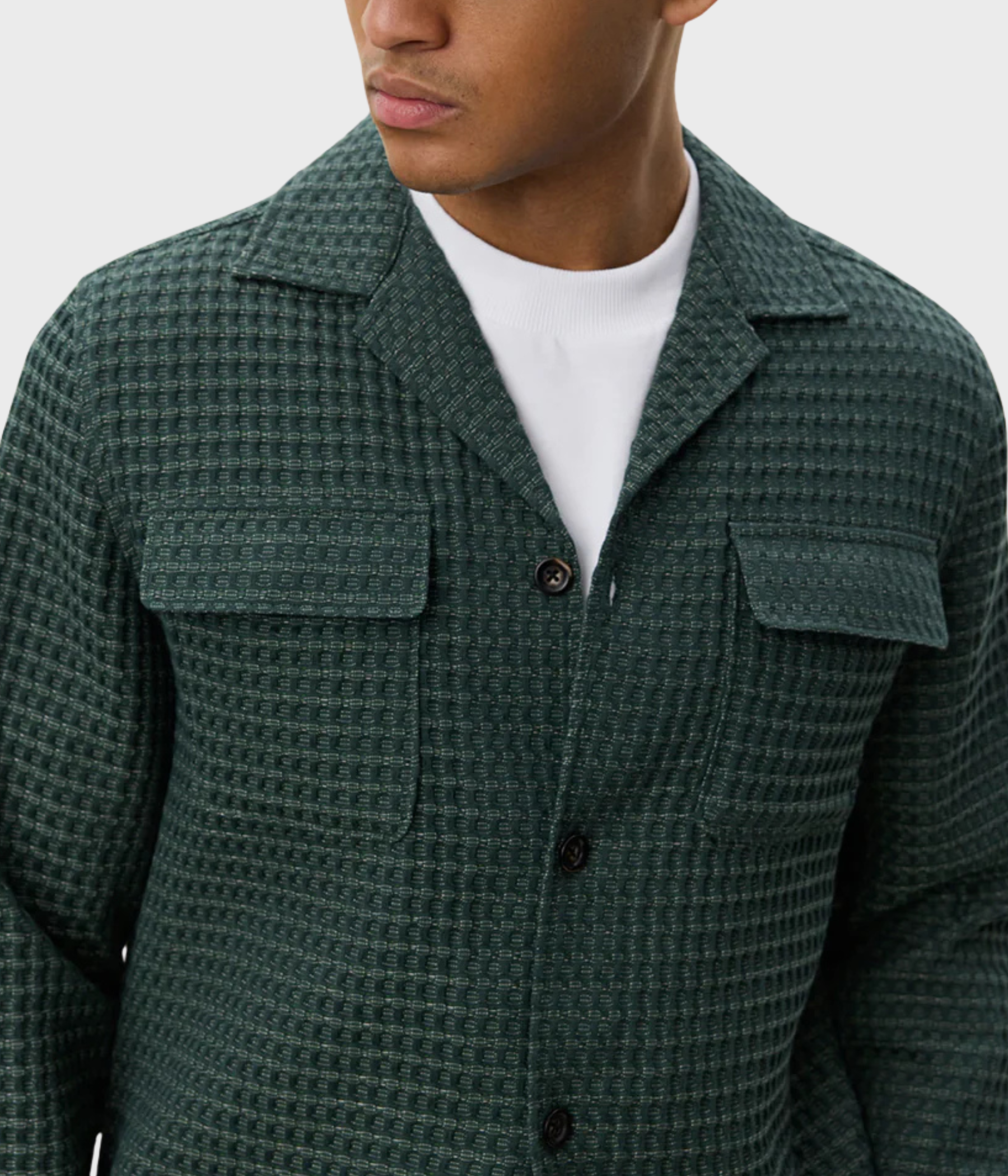 Check Seersucker Overshirt (546 Pine Green)