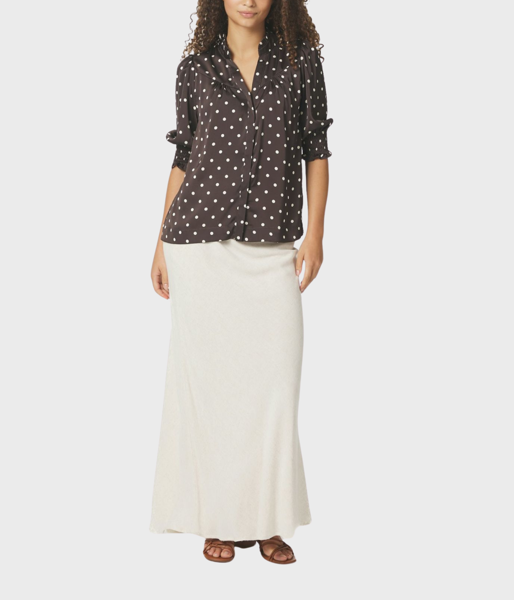 Diana Dot Blouse (676 DARK BROWN) - D.O. Design Only