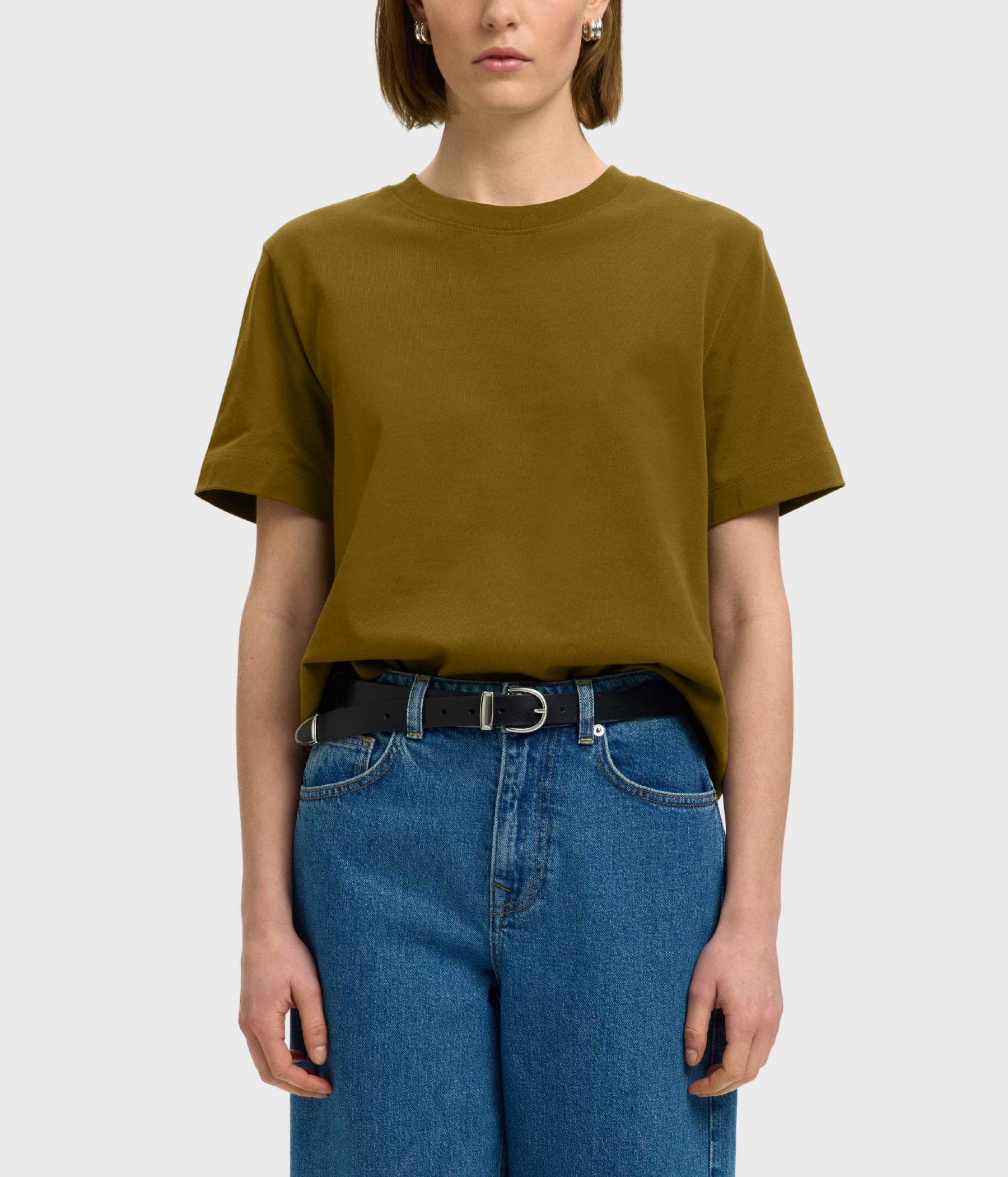 Slfessential Ss Boxy Tee Noos. (FIR GREEN)