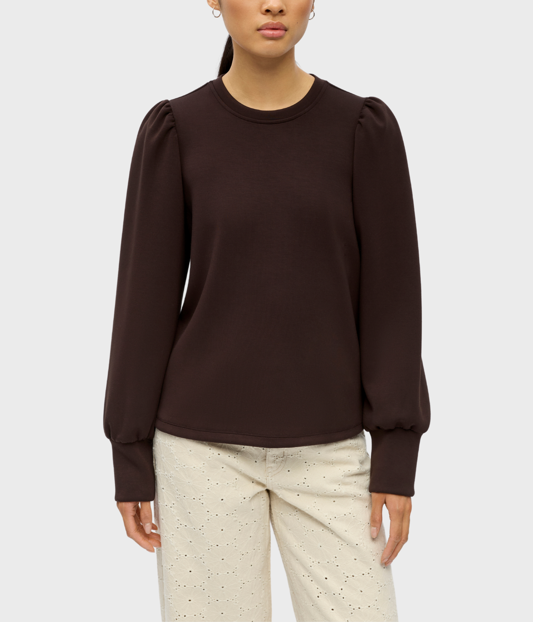 Objandrea Re L/S O-Neck Top Noos. (Seal Brown)