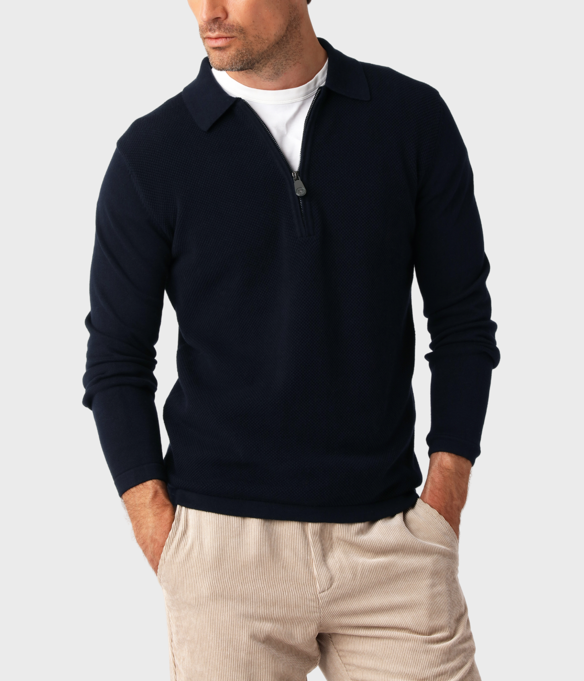 Cotton Half Zip (Navy)
