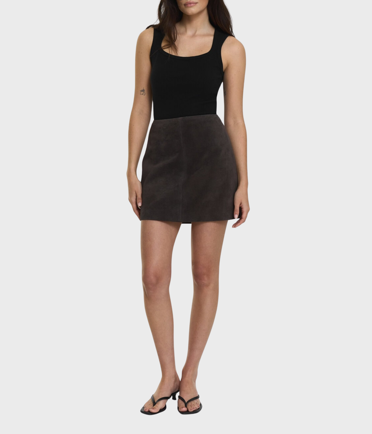 Hollow Suede Skirt (MOCHA BROWN)