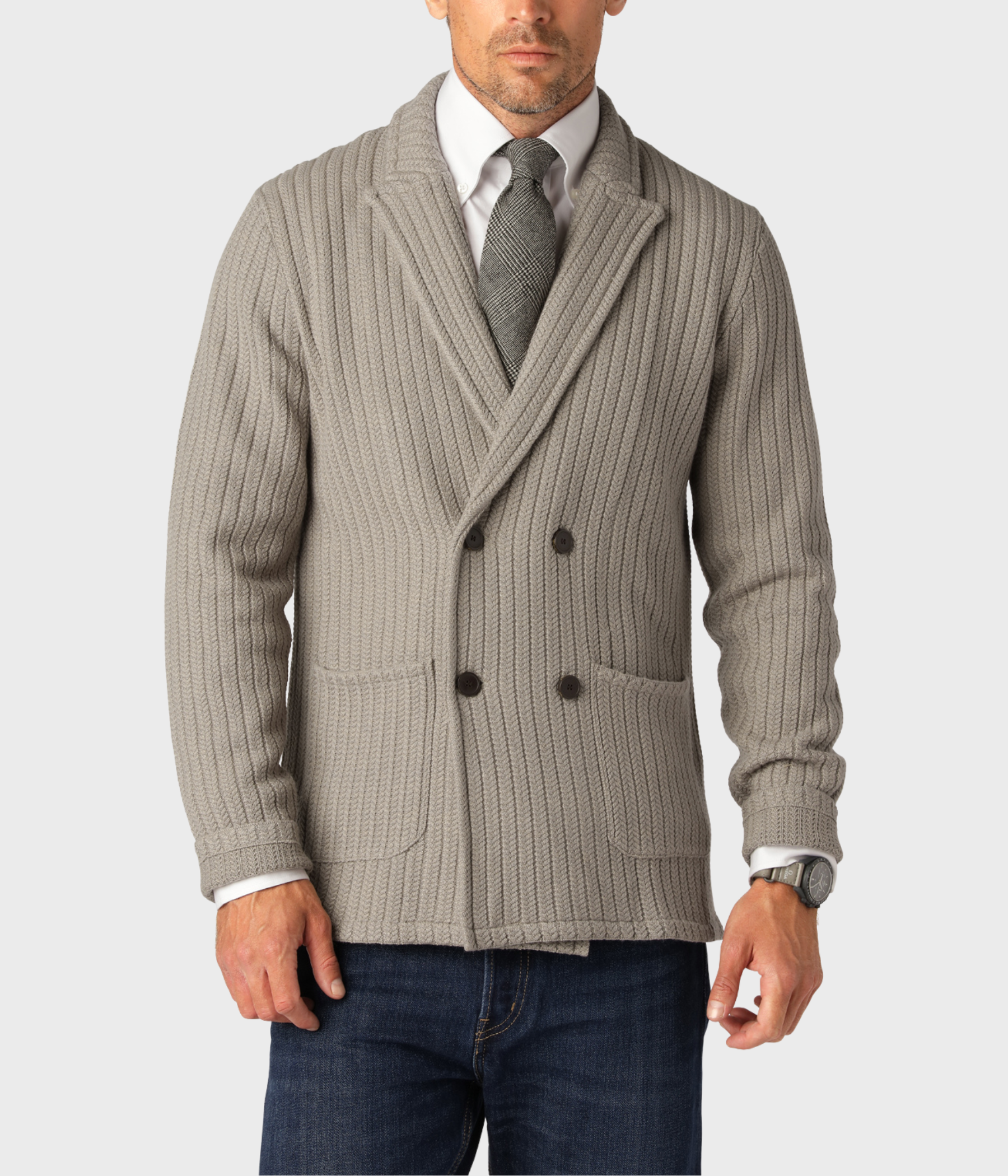 Merino Cable Blazer. (Taupe)