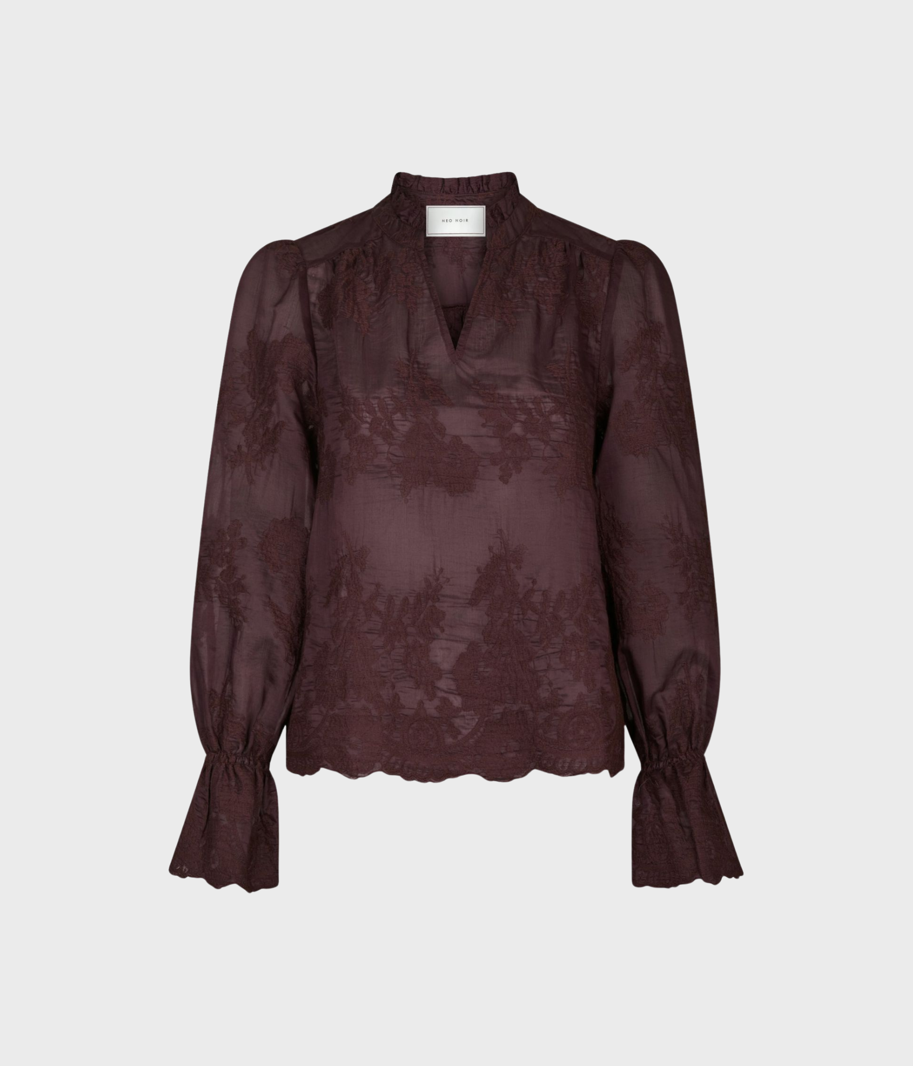 Amara Big Embroidery Blouse (Burgundy)