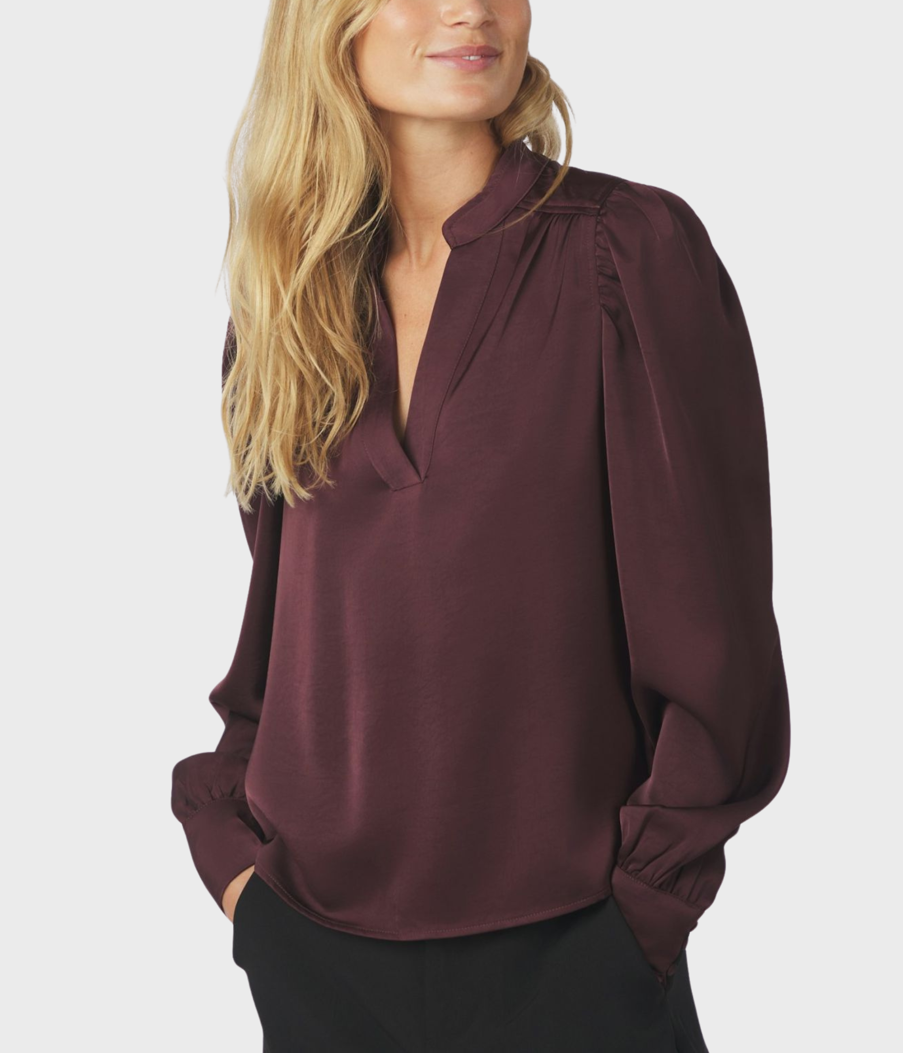 Rosslyn Heavy Sateen Blouse. (174 Burgundy)