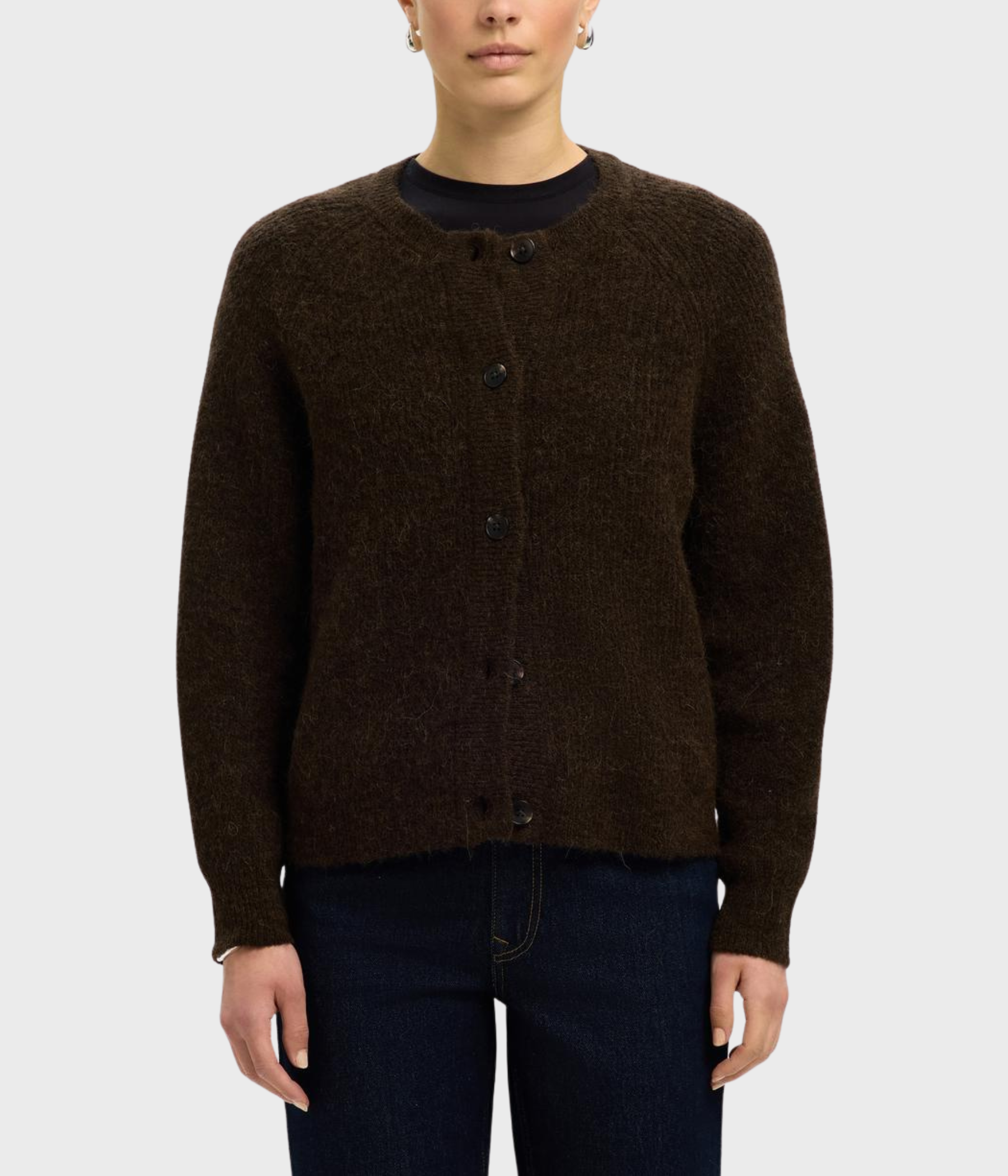 SLFLULU LS KNIT SHORT CARDIGAN NOOS (Delicioso Detail:MELANGE)