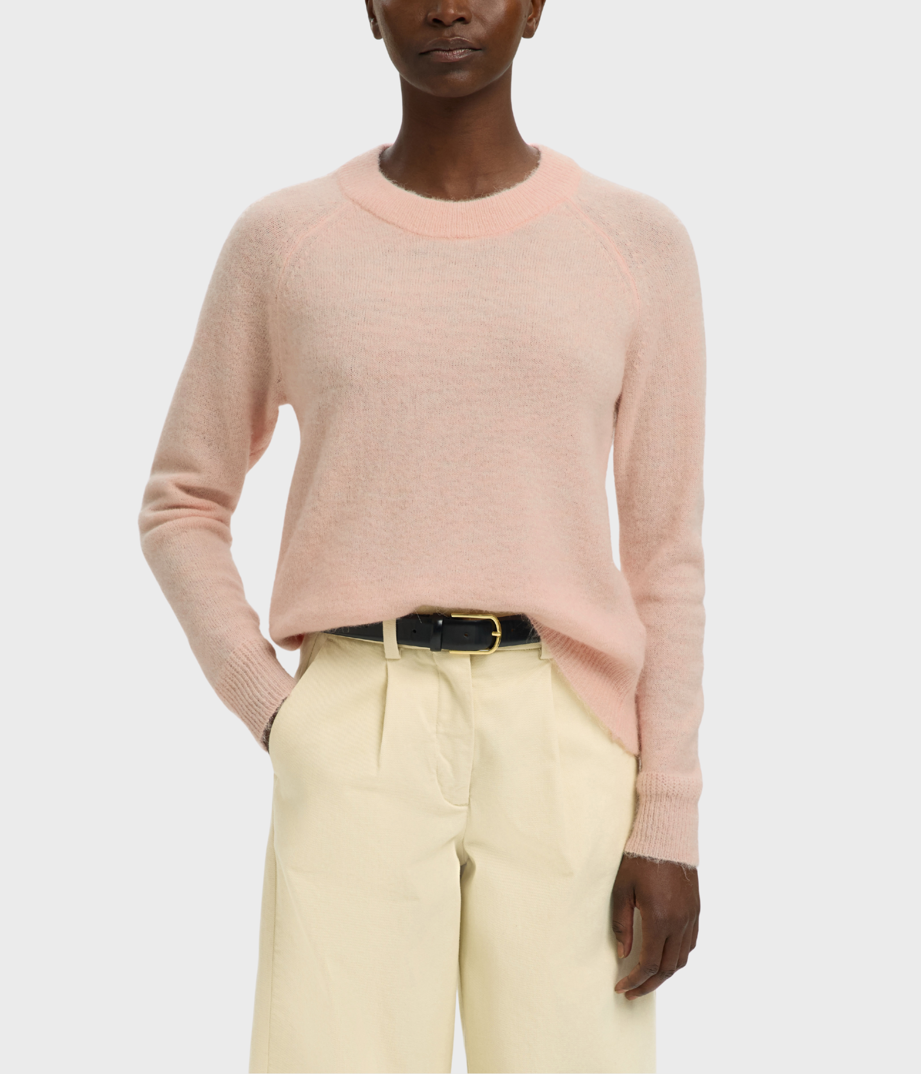 SLFLULU LS KNIT O-NECK  NOOS. (Pale Dogwood Detail:MELANGE)