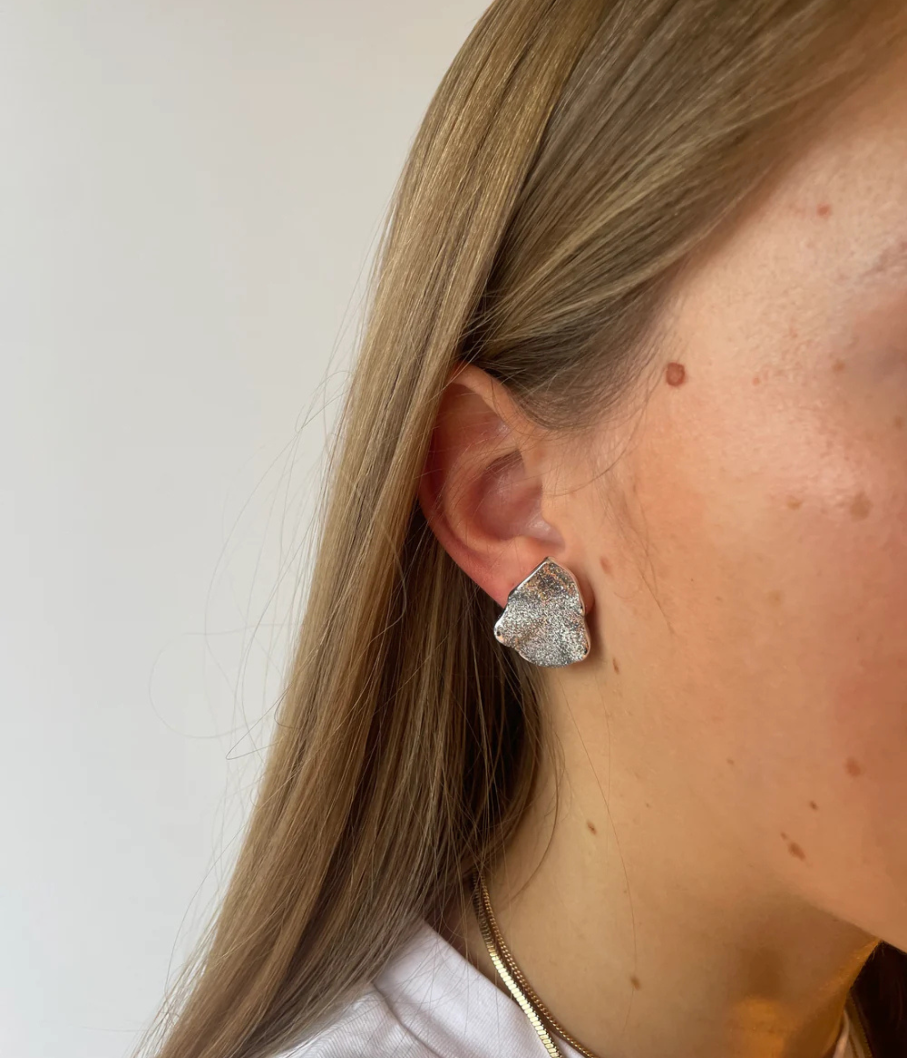 Lip Earrings Silver Glitter S (Silver glitter)