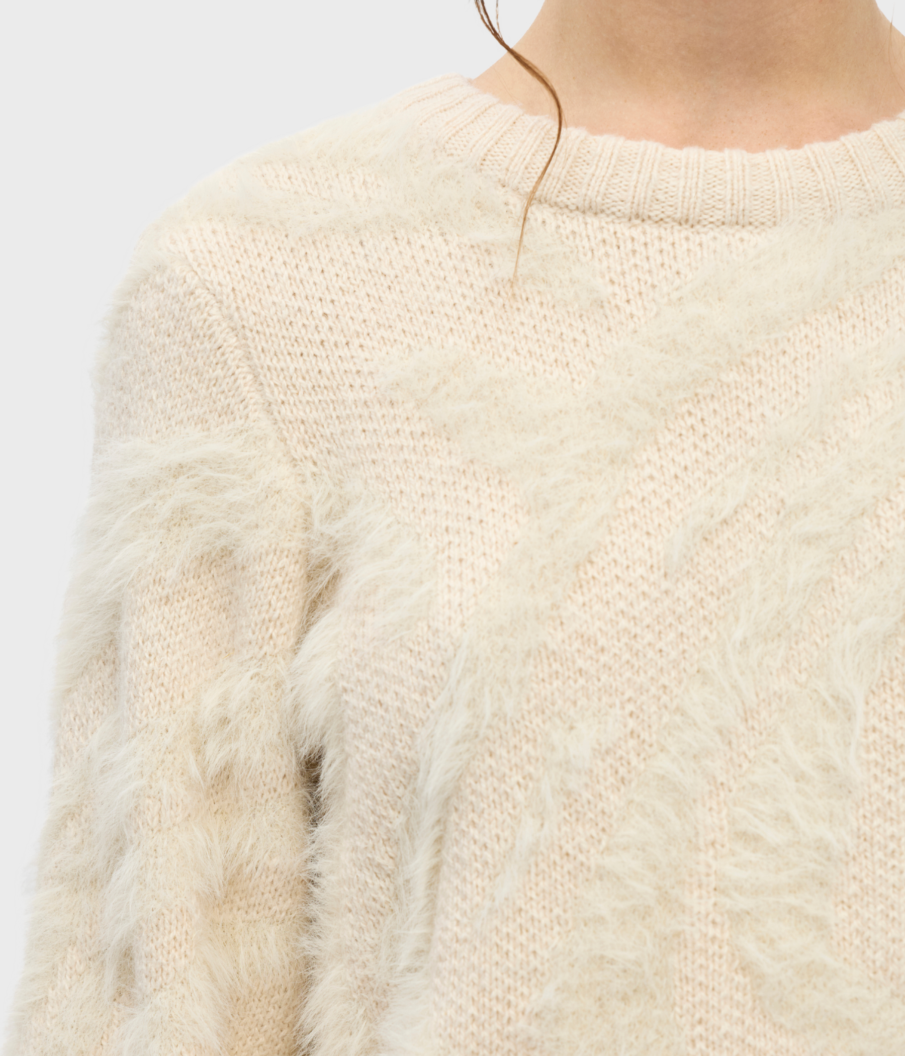 Objhollow L/S Re Knit Pullover Noos (Birch Pattern:Zebra)