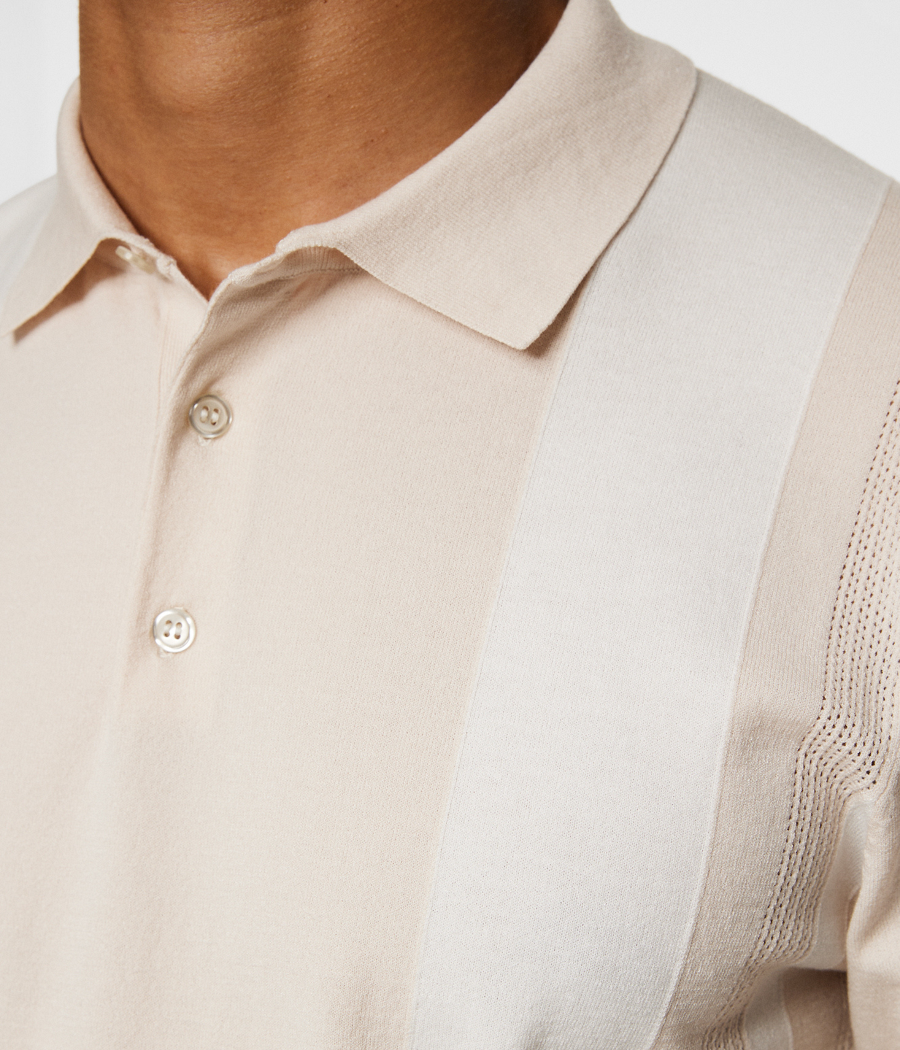 Reymond Stripe Knit Polo (U029 Moonbeam)