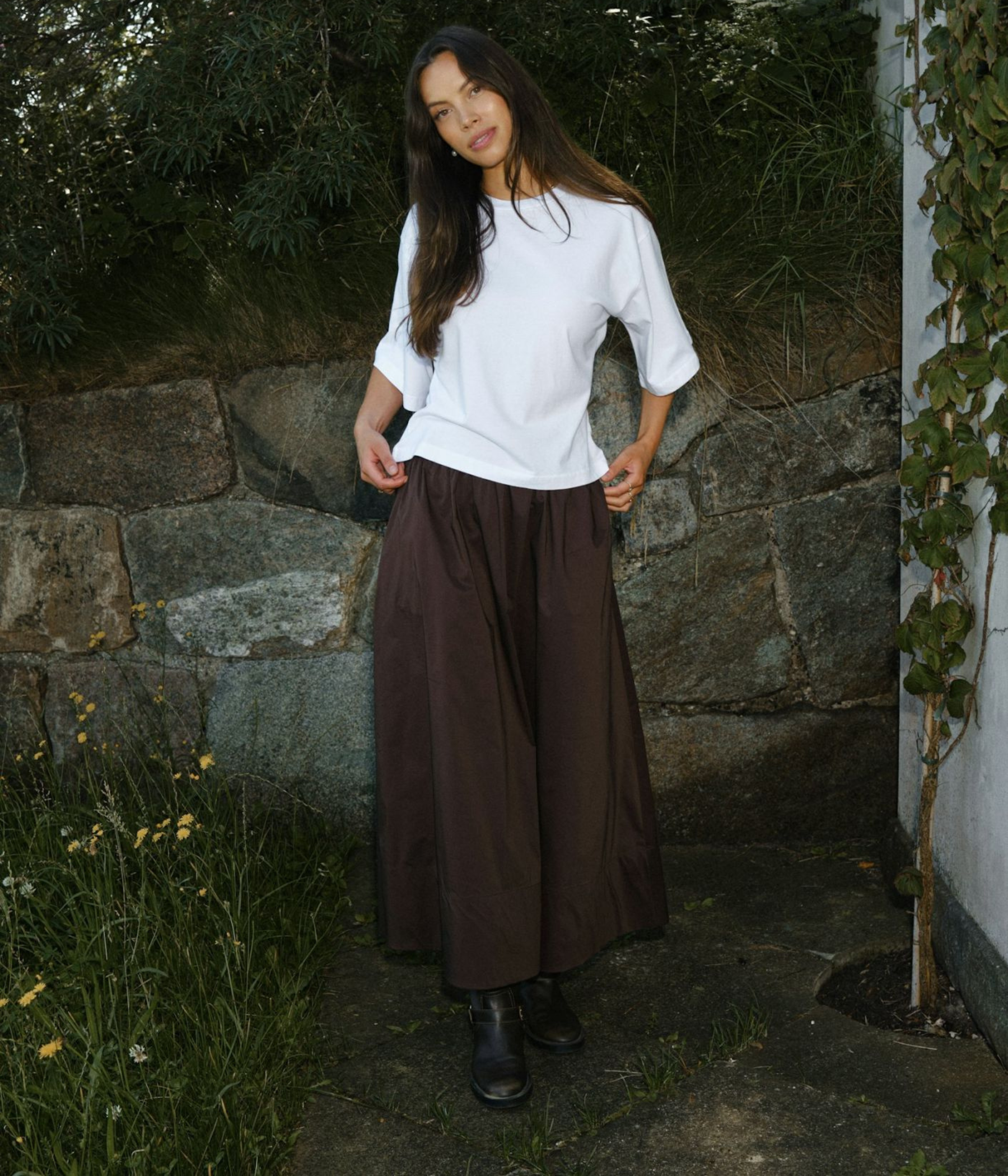 Yara Poplin Skirt. (584 Chocolate Brown)