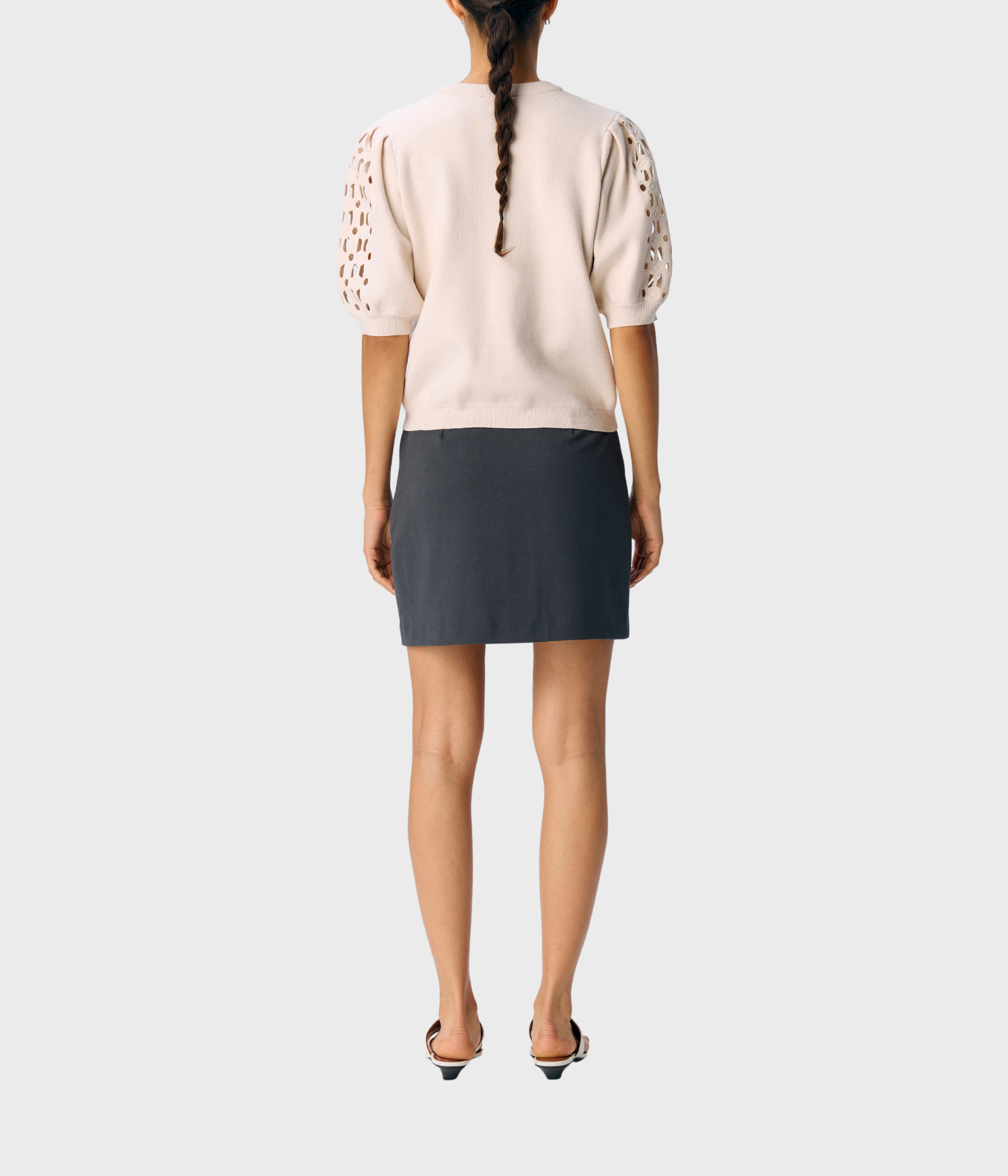 OBJYUKI S/S RE KNIT PULLOVER NOOS (White Sand)