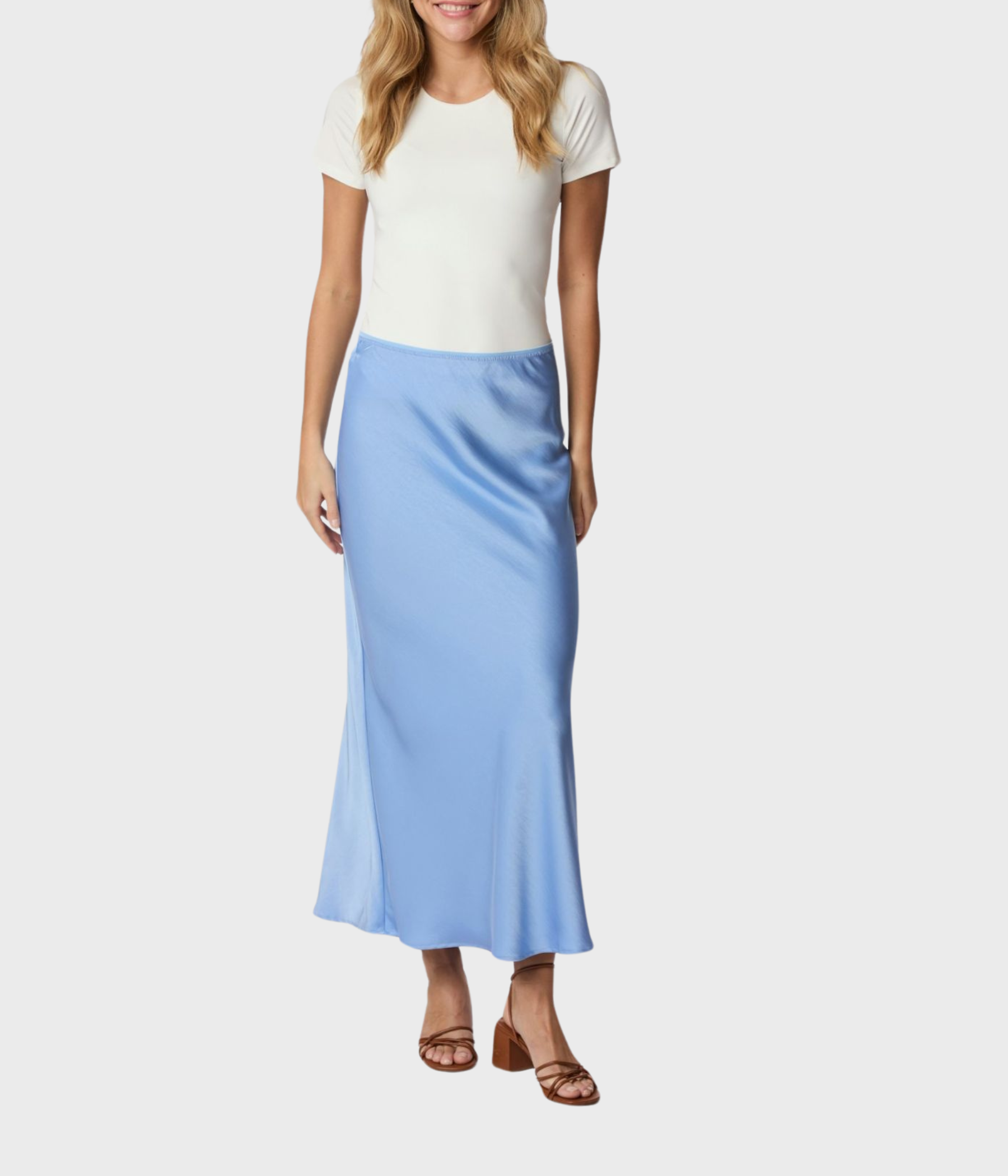 Vicky Heavy Sateen Skirt (142 Dusty blue)
