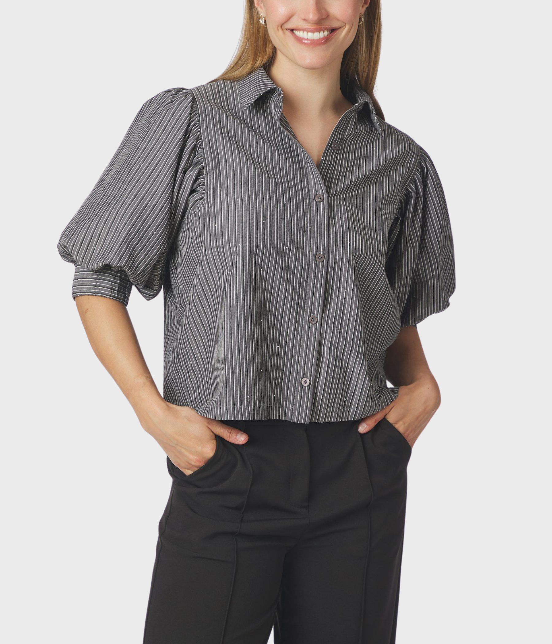 Etta Stripe B Shirt (Dark Grey)