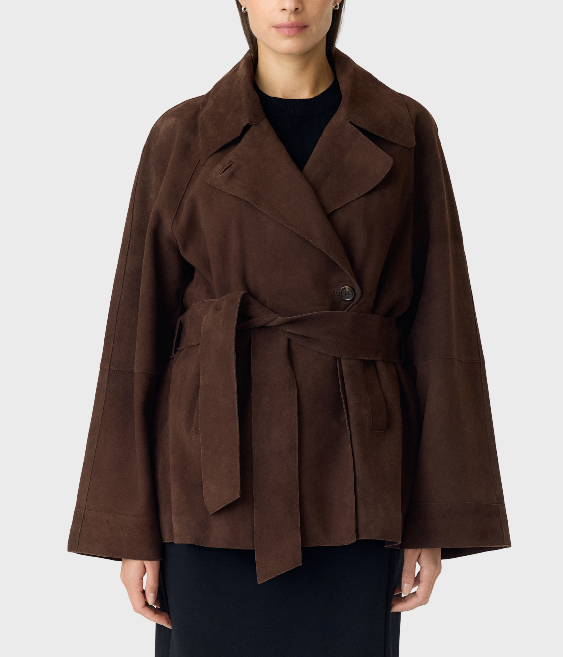 Yasruna Ls Suede Kimono Jacket (Coffee Bean)