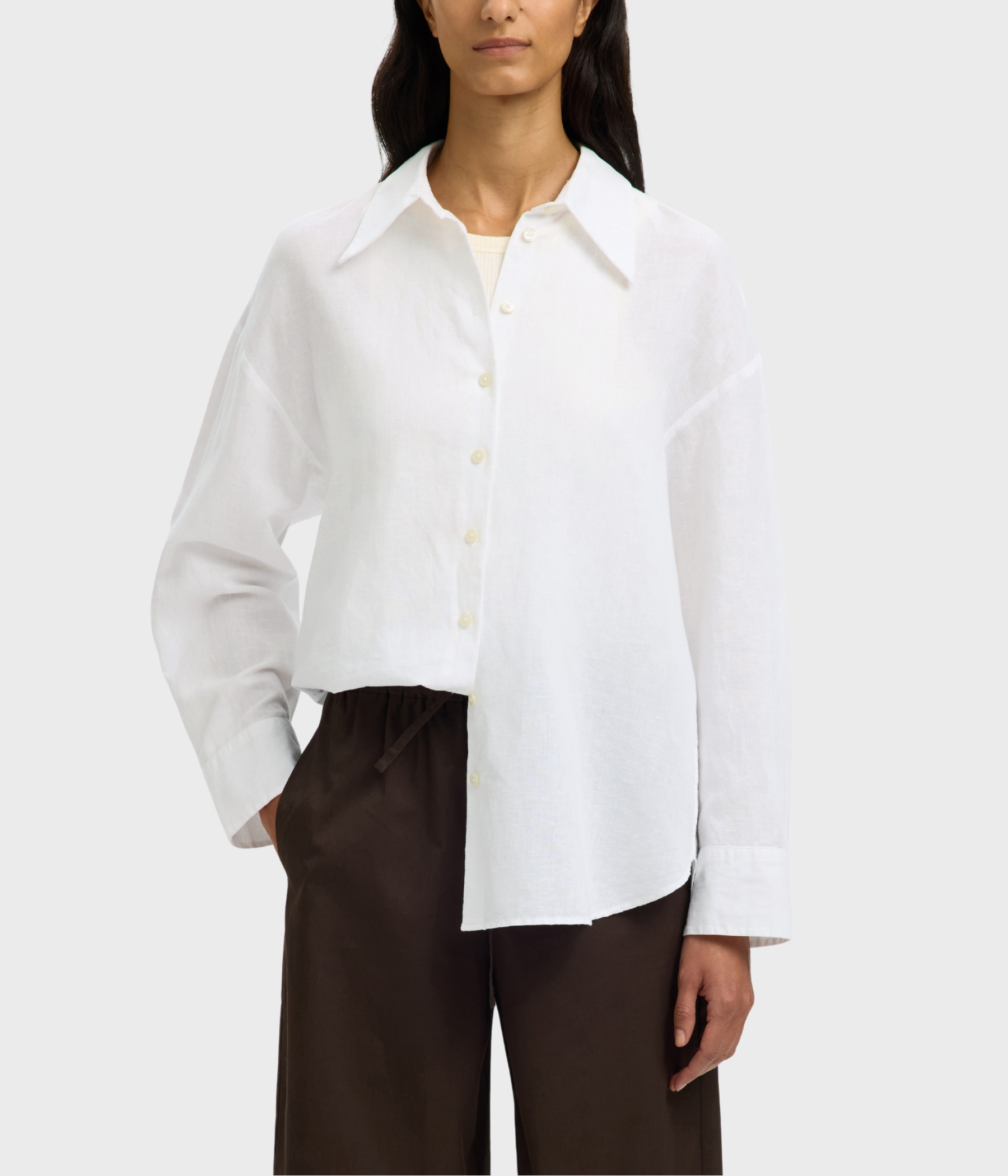 SLFCLEO OVERSIZE LINEN BLEND SHIRT NOOS (Bright White)