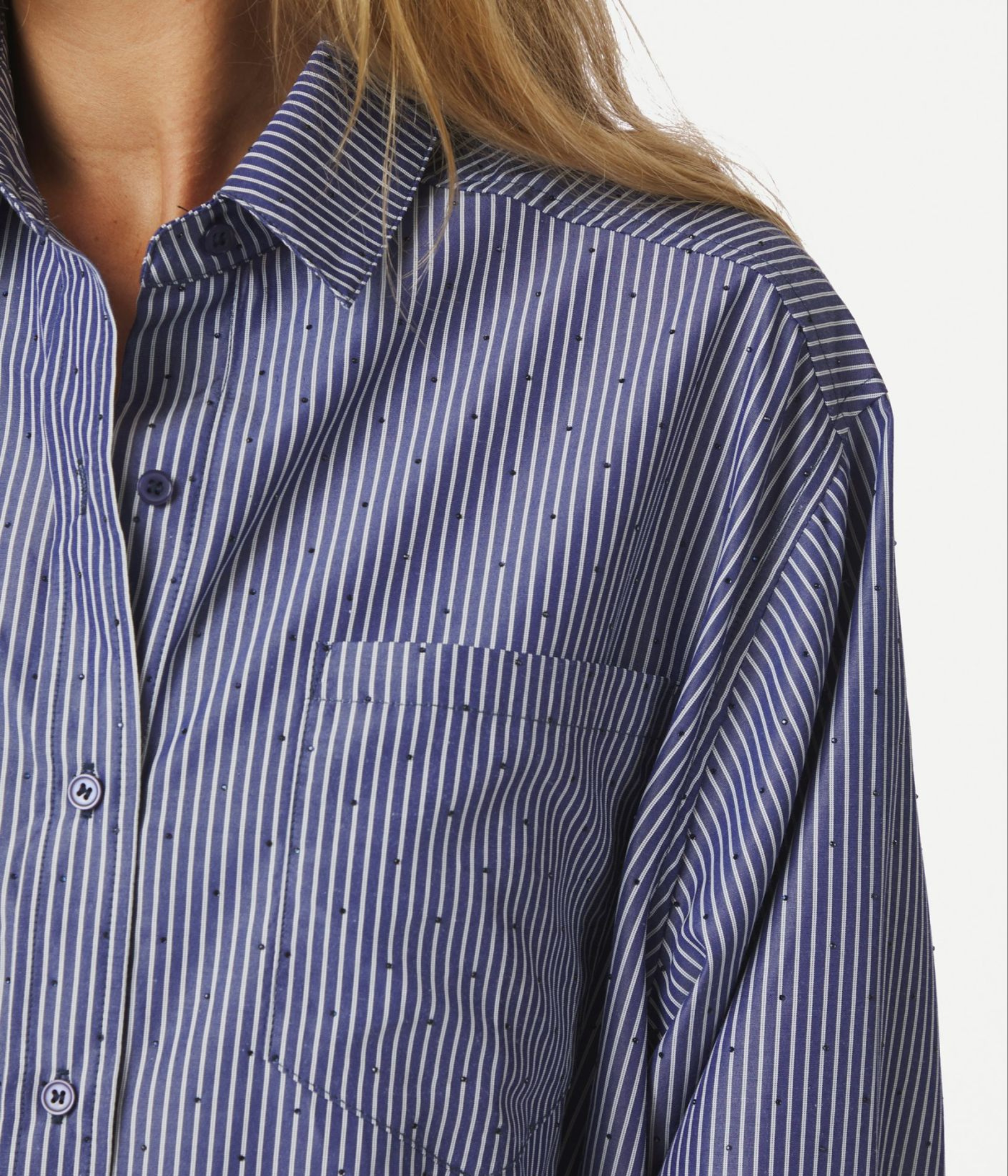 Dalma B Stripe Stone Shirt. (Midnight Blue)