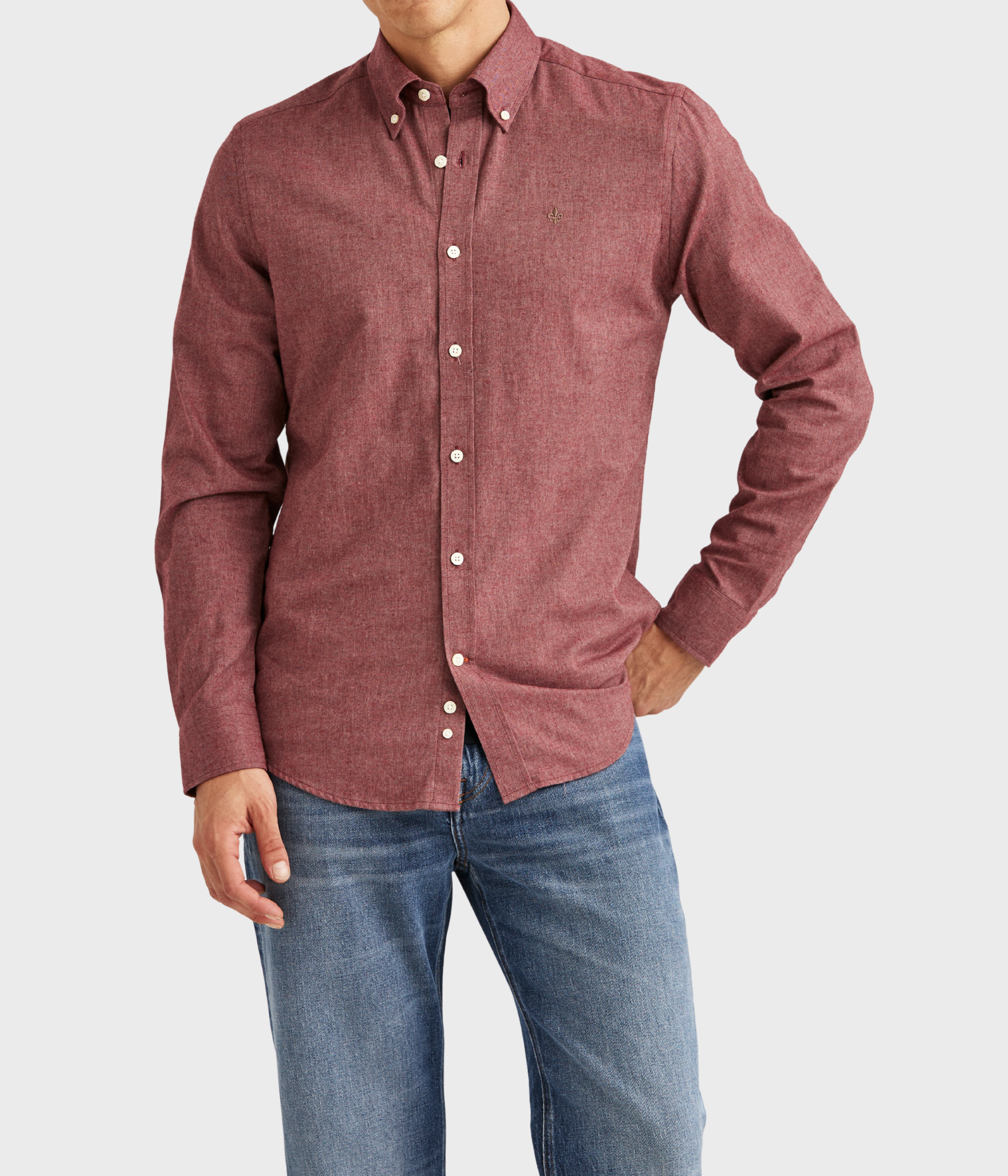 Watts Flannel Shirt-Slim Fit (47 Wine Red)