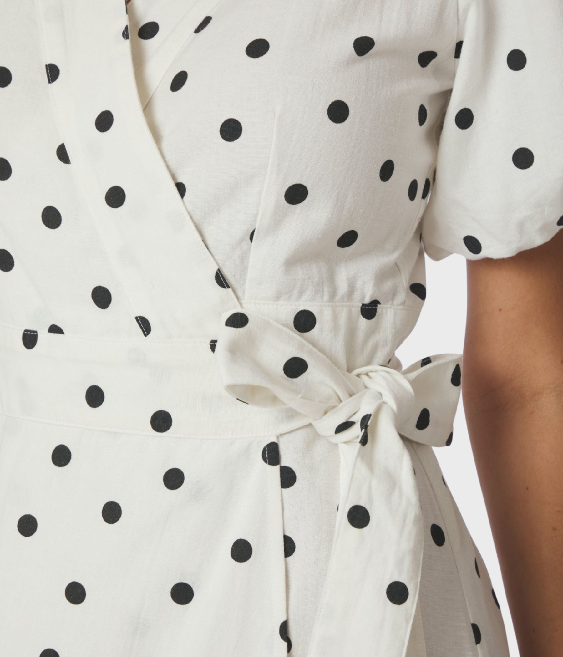 Clarine Linen Dot Dress (120 White)