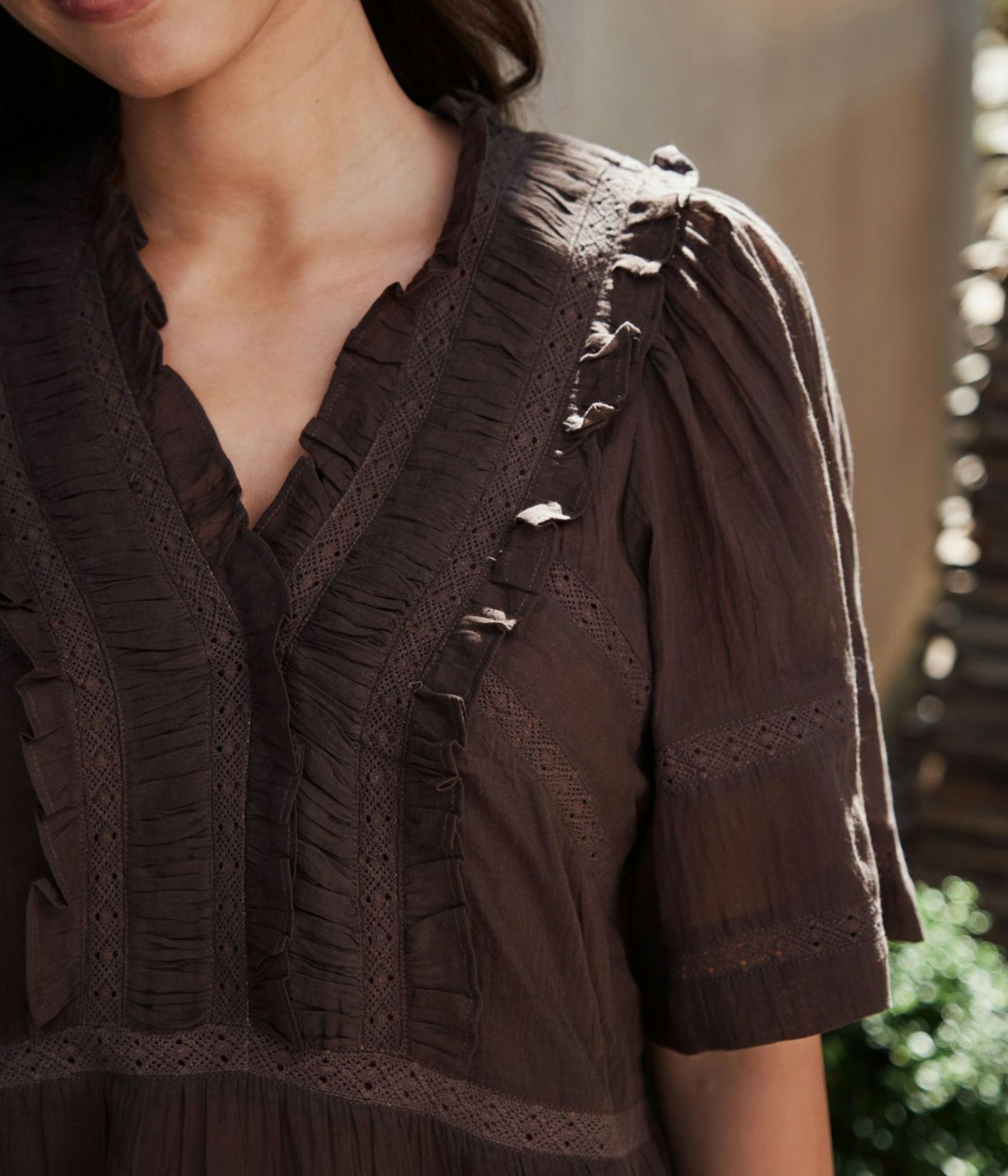 Evienne S Voile Top (676 DARK BROWN)