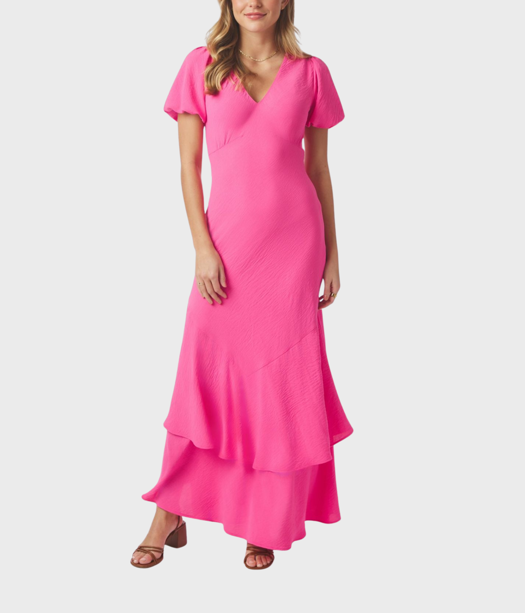 Dariah Structure Solid Dress (170 Pink)