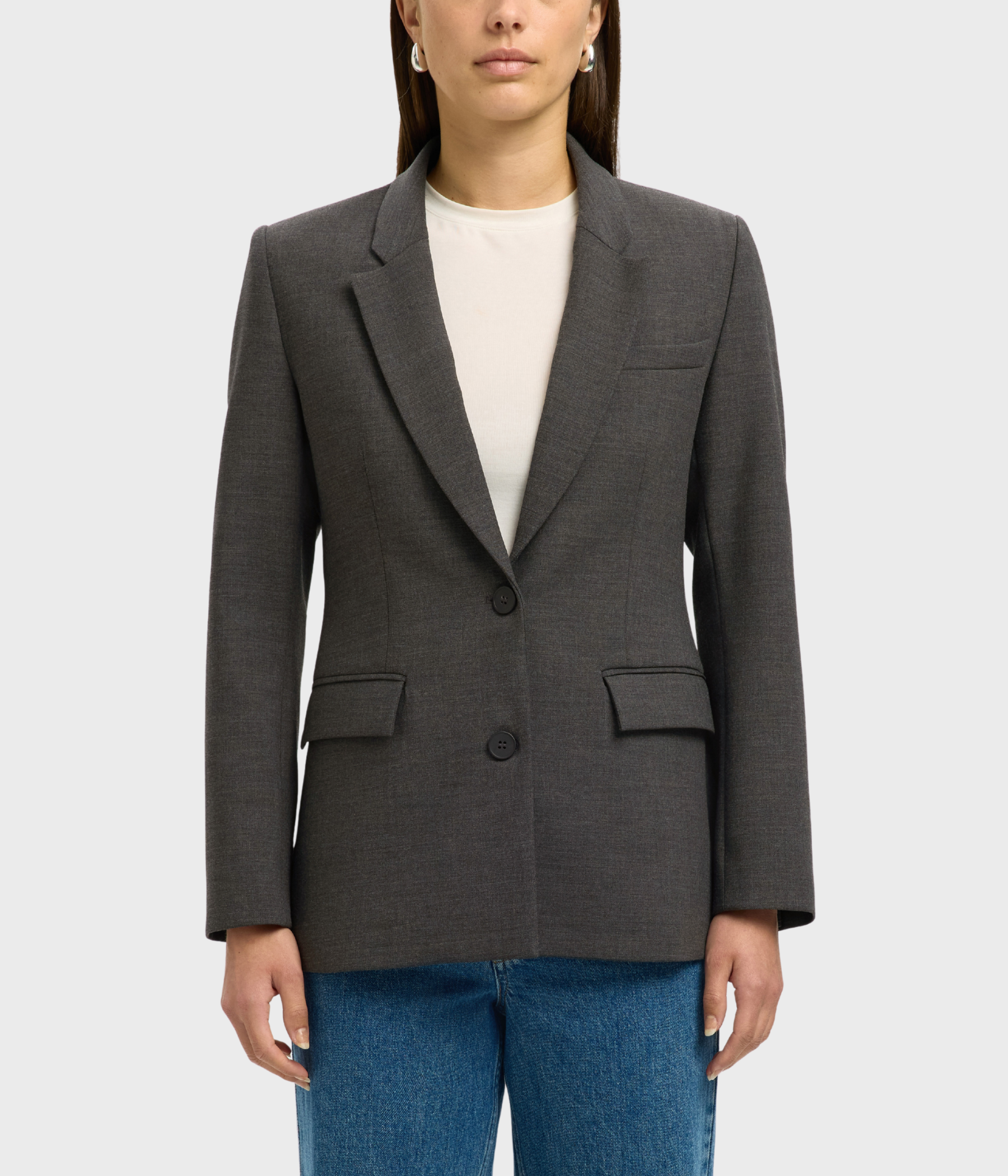 Slfrita Ls Classic Blazer Dgm Noos. (Dark Grey Melange Detail:MELANGE)