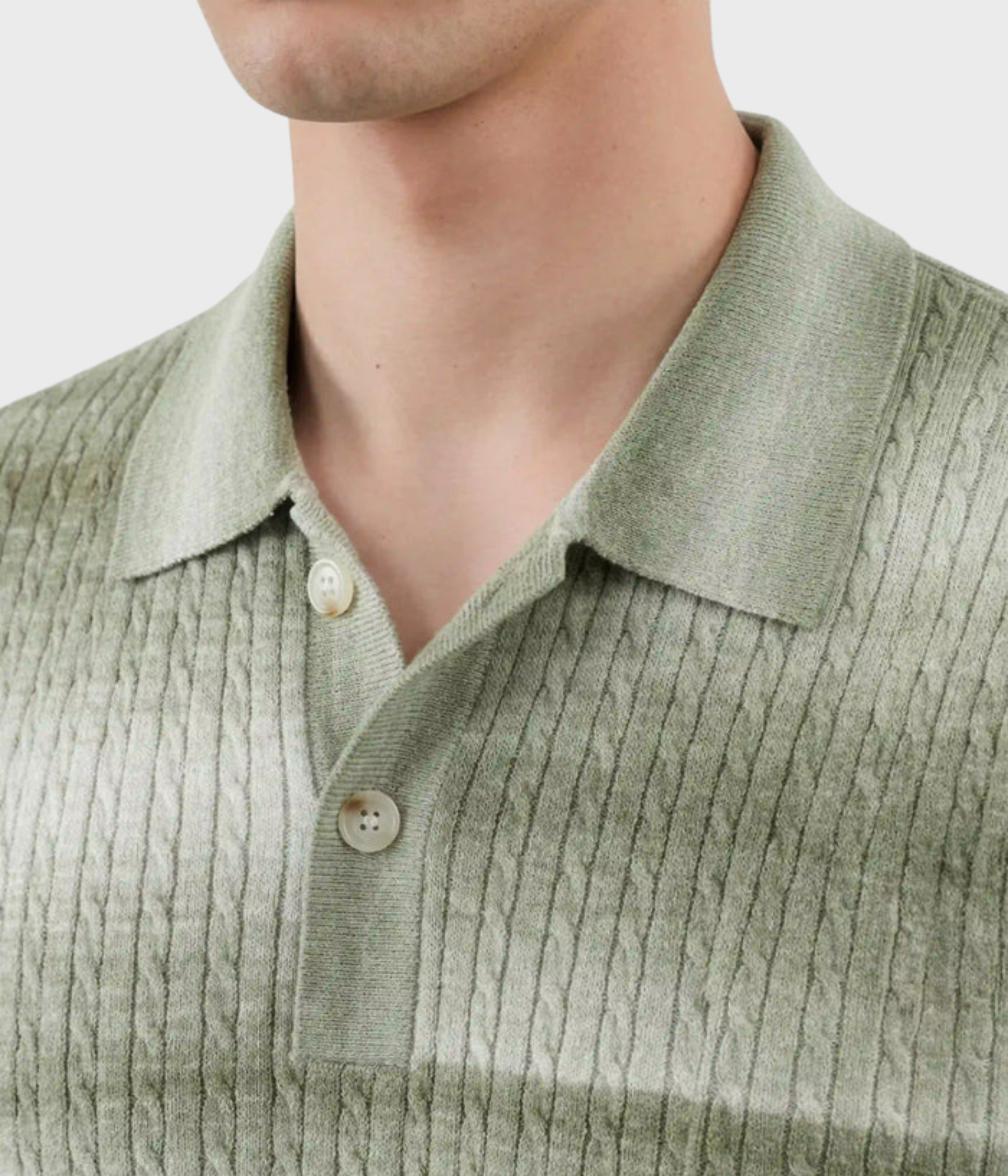 Gabe Knitted Polo (Striped green)