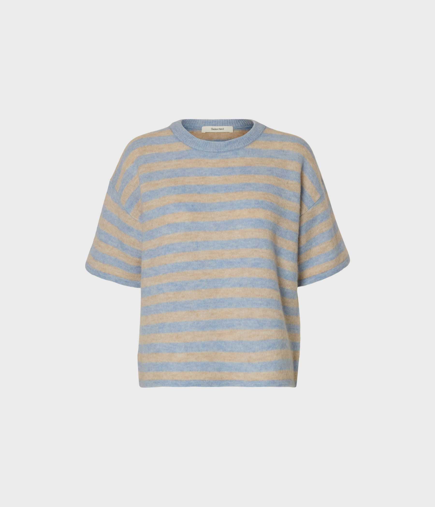 SLFLULU 2/4 KNIT O-NECK NOOS (Cashmere Blue Stripes:BIRCH) - D.O. Design Only