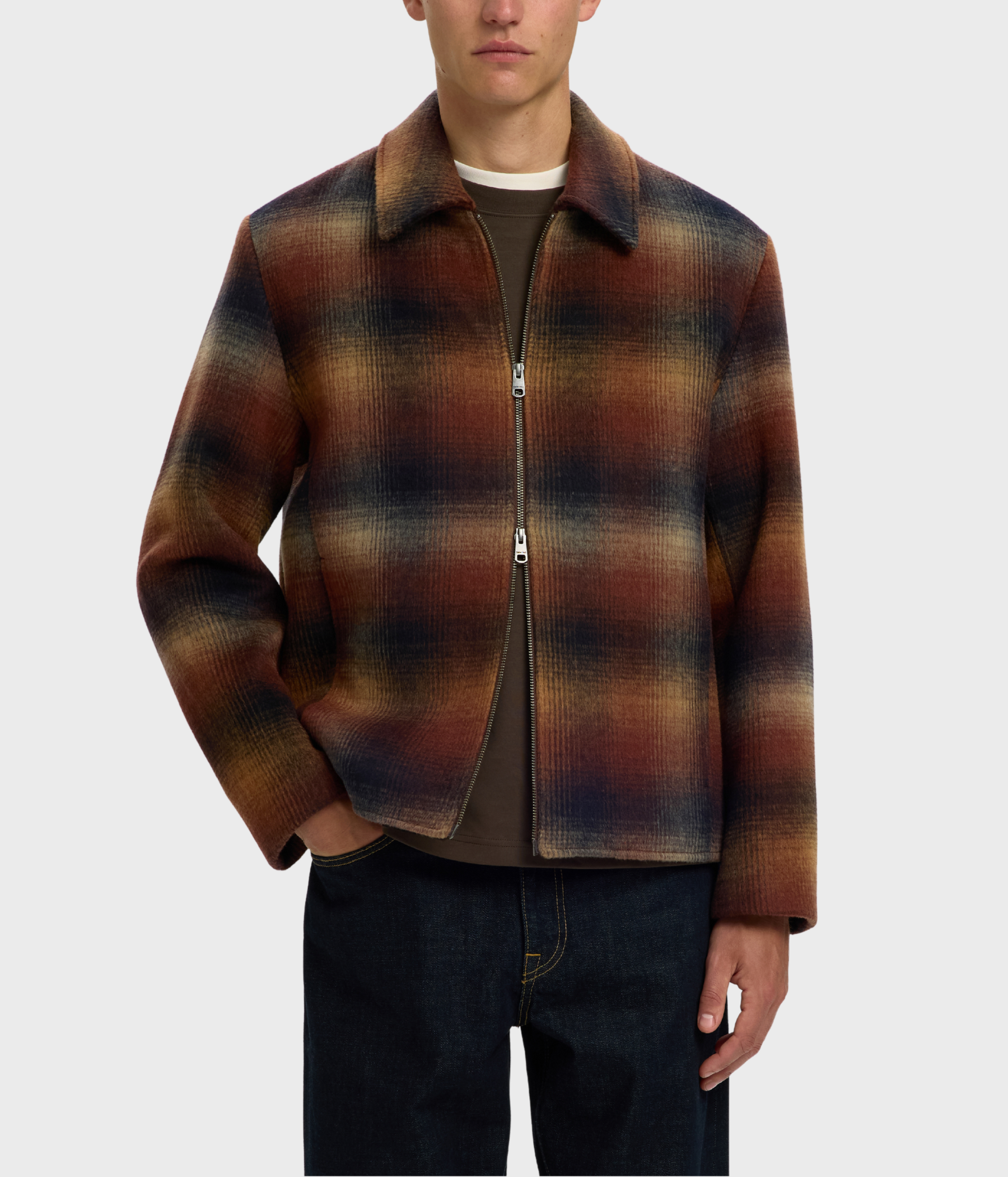 Slmlaughlin Wool Blend Jkt #S (Monks Robe Checks:BLACK / SAND)