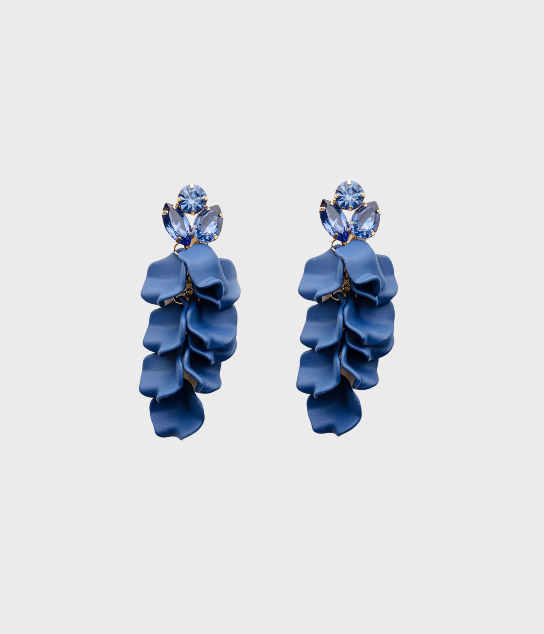 Leaf Stone Earrings (Navy)