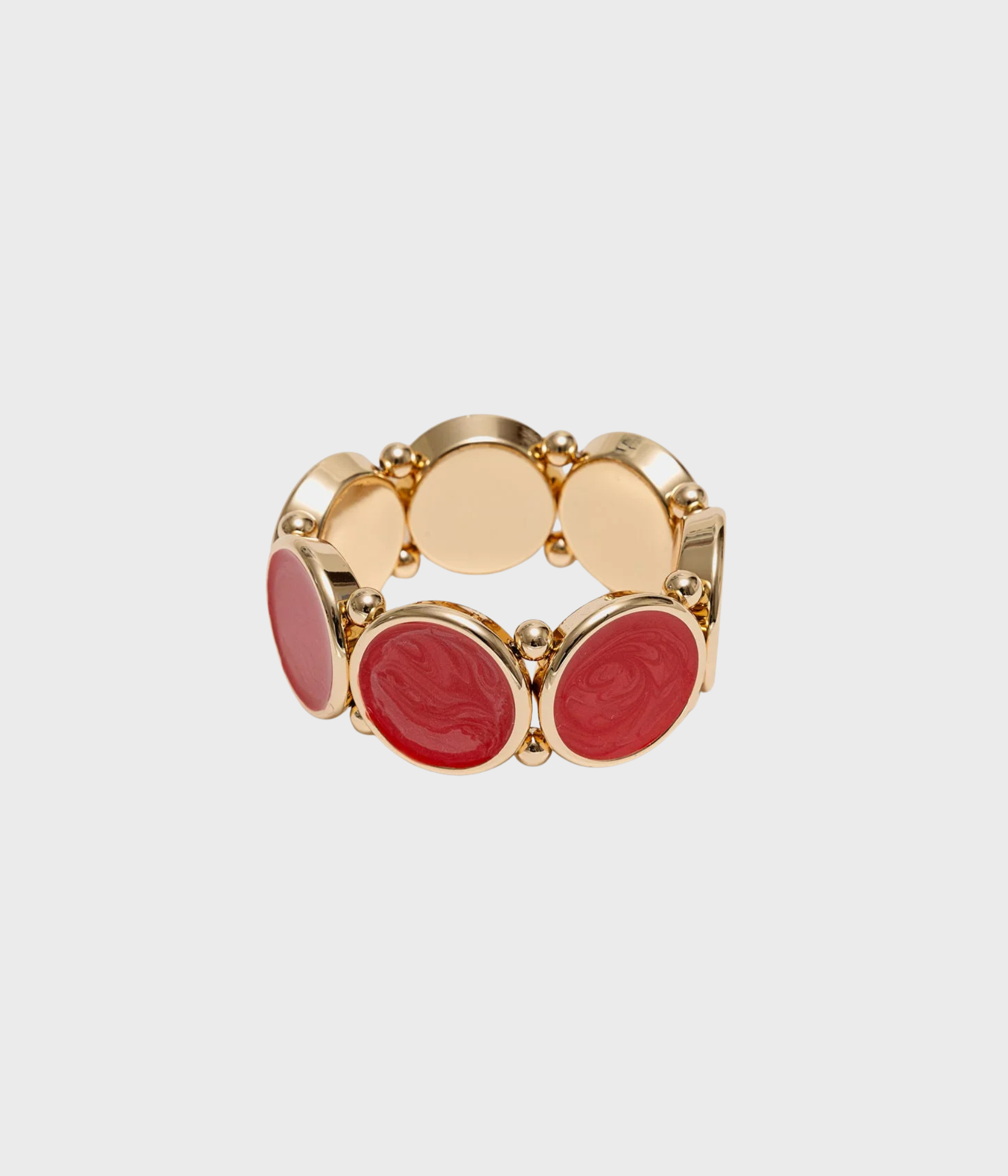 Ava Pearl Elastic Bracelet (Gold w Pearl Red)