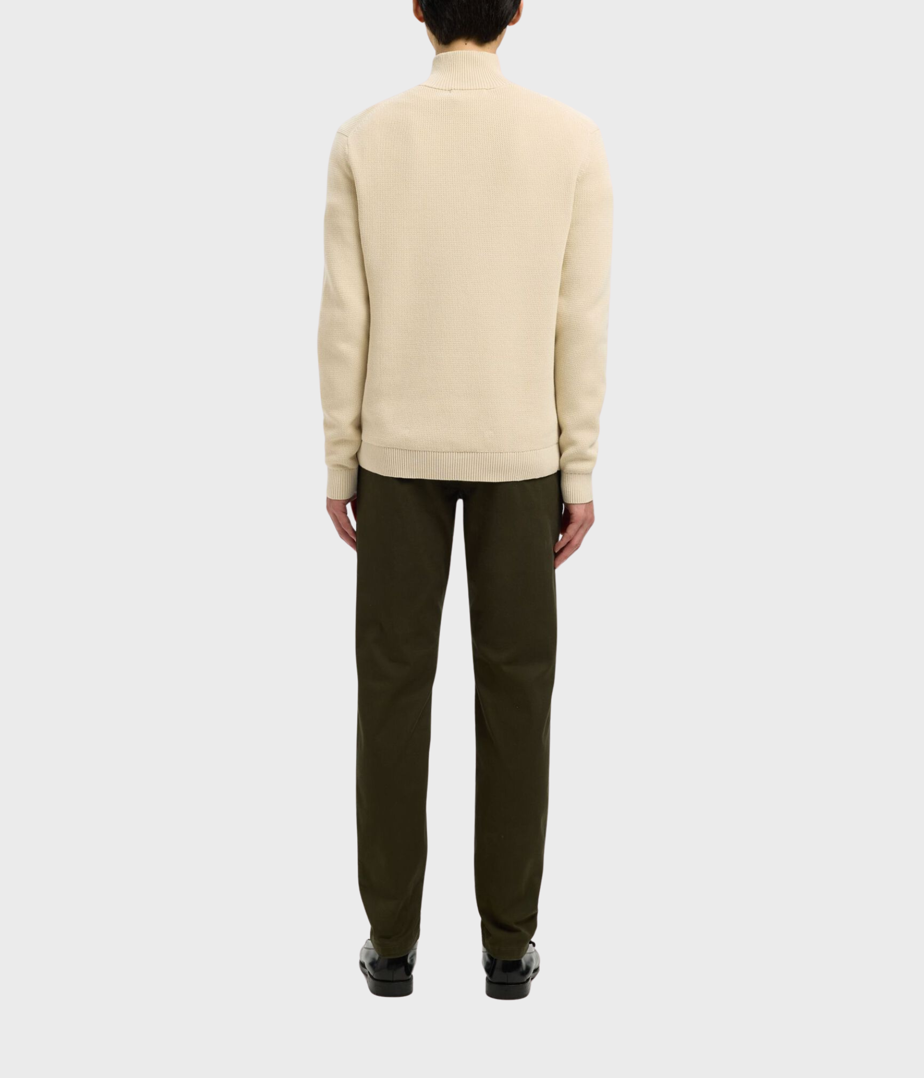 SLHDANE LS KNIT STRUCTURE HALF ZIP NOOS. (Oatmeal)