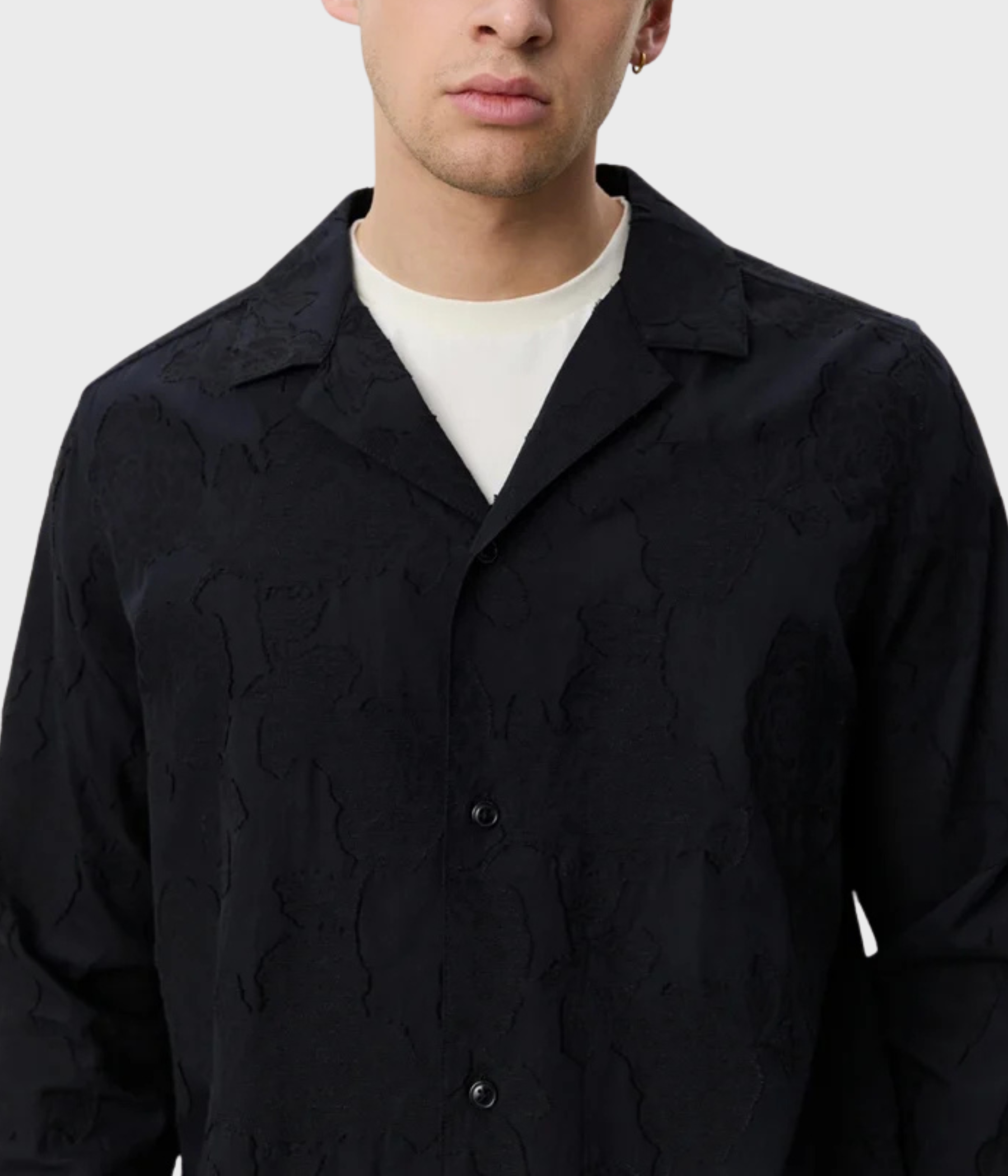 Flower Jacquard Shirt (100 Black)