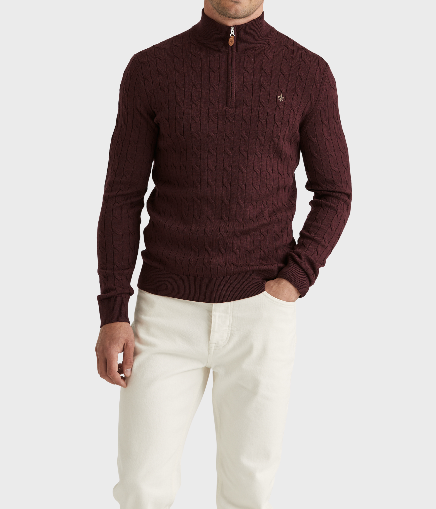 Merino Cable John Zip. (45 Wine Red)