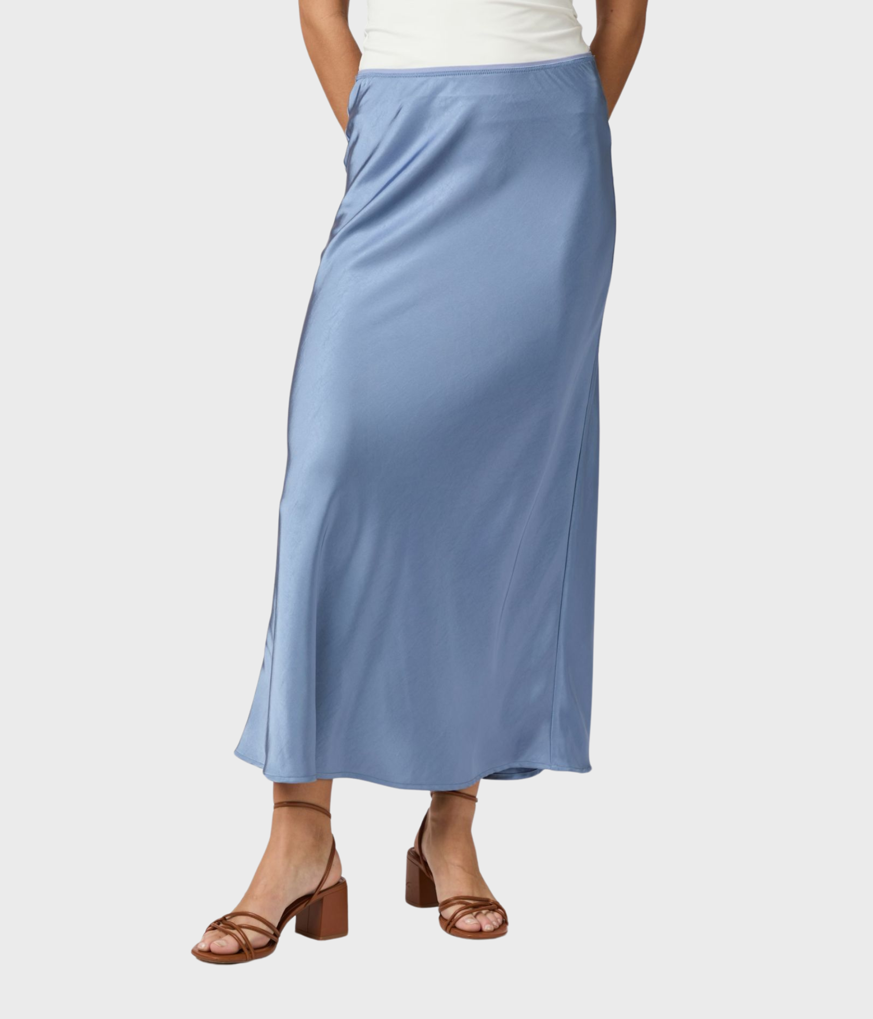 Vicky Heavy Sateen Skirt (407 Smoke Blue)